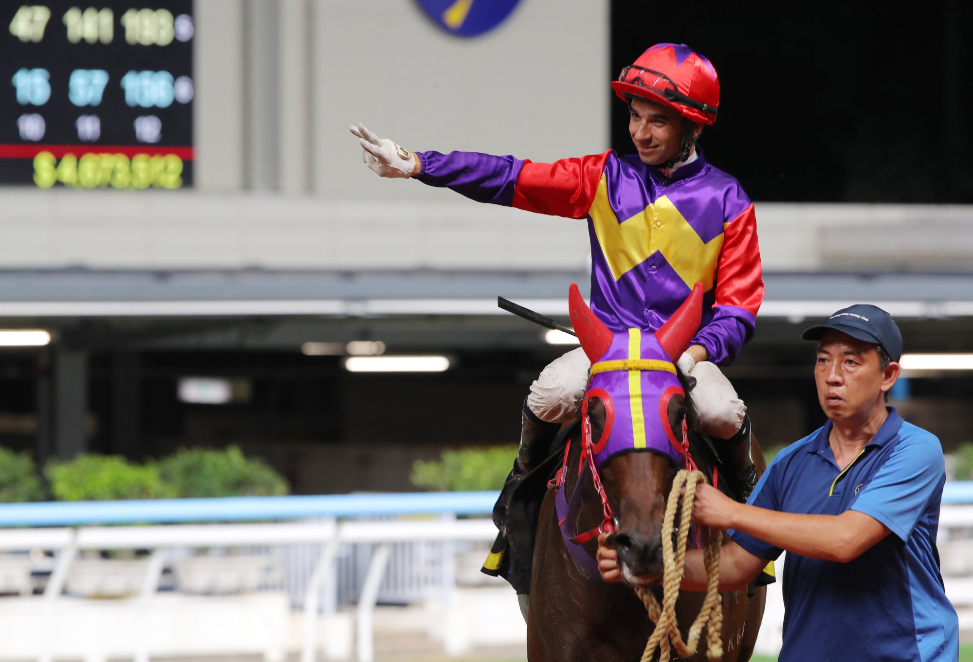 Joao Moreira celebrates his third race.