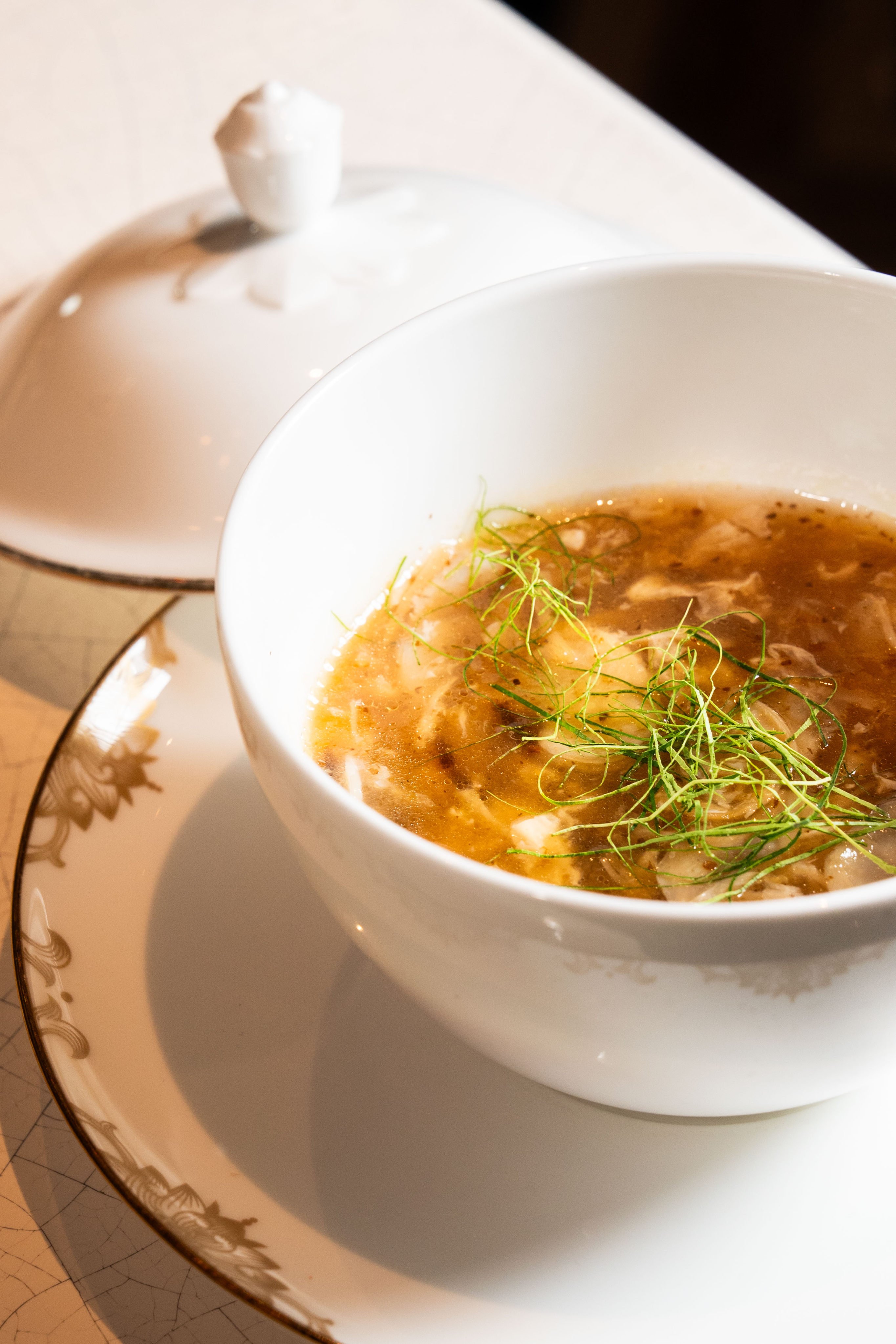 A complex soup of wu yu dan, or cuttlefish “roe”, created by chefs Li Chi-wai and Dong Zhenxiang that harkens back to the legendary Taishi five-snake soup that Dong once tried. Photo: Rosewood Hong Kong