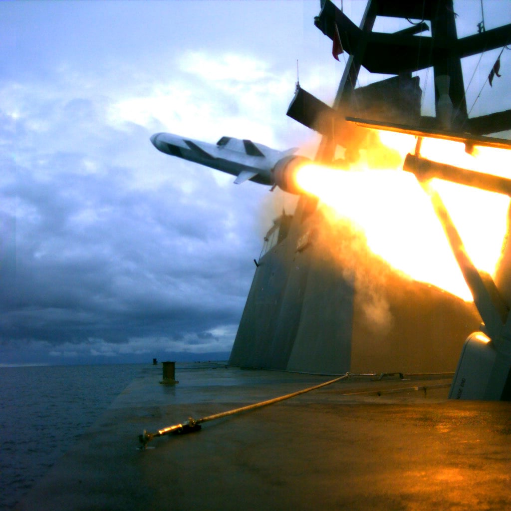 A test launch of a Kongsberg Defence & Aerospace naval strike missile from a ship. Photo: Kongsberg