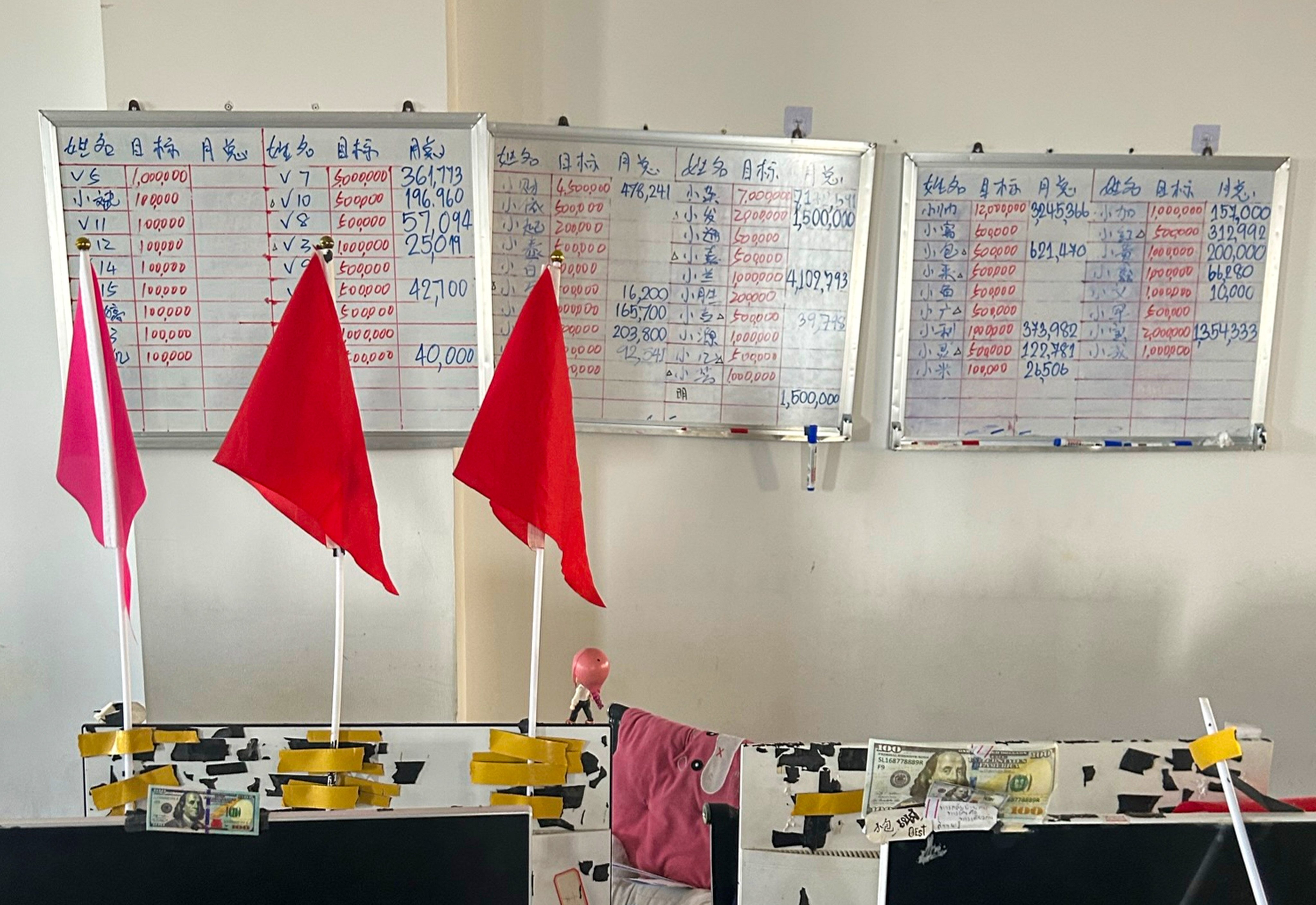 The inside of a suspected scam centre is seen in a secluded area in Cambodia’s Kampot province in February. Photo: Laura Zhou