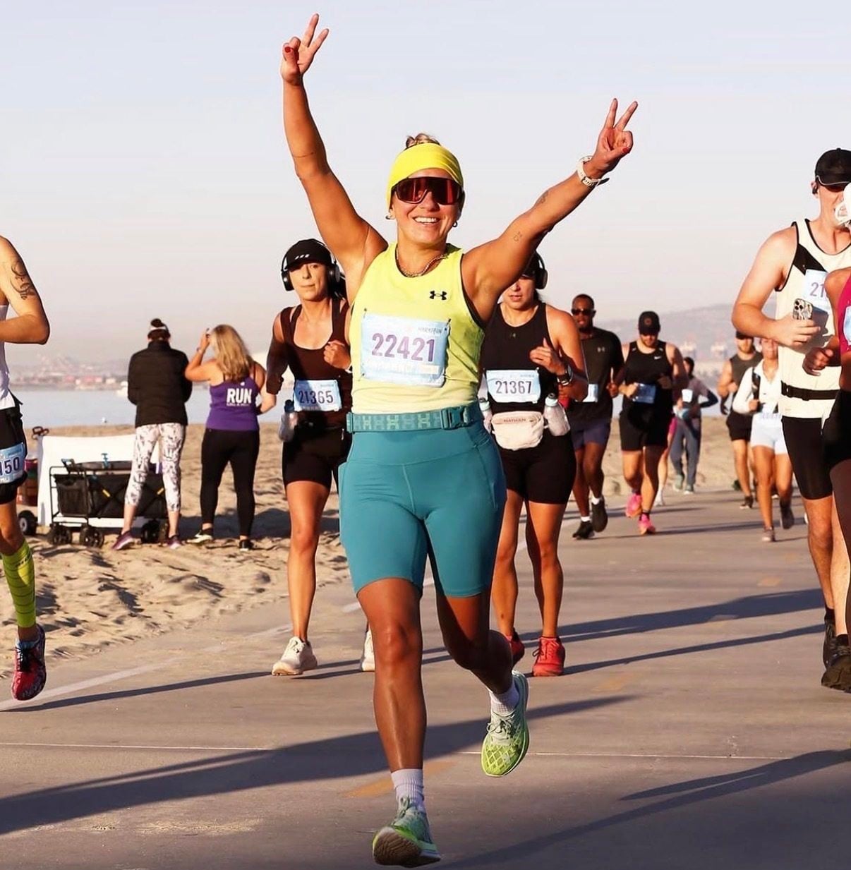 Betania Victor runs the Long Beach Marathon in California in 2023. Before going cold turkey on cigarettes, Victor smoked a pack a day. Photo: Instagram/betaniayvr