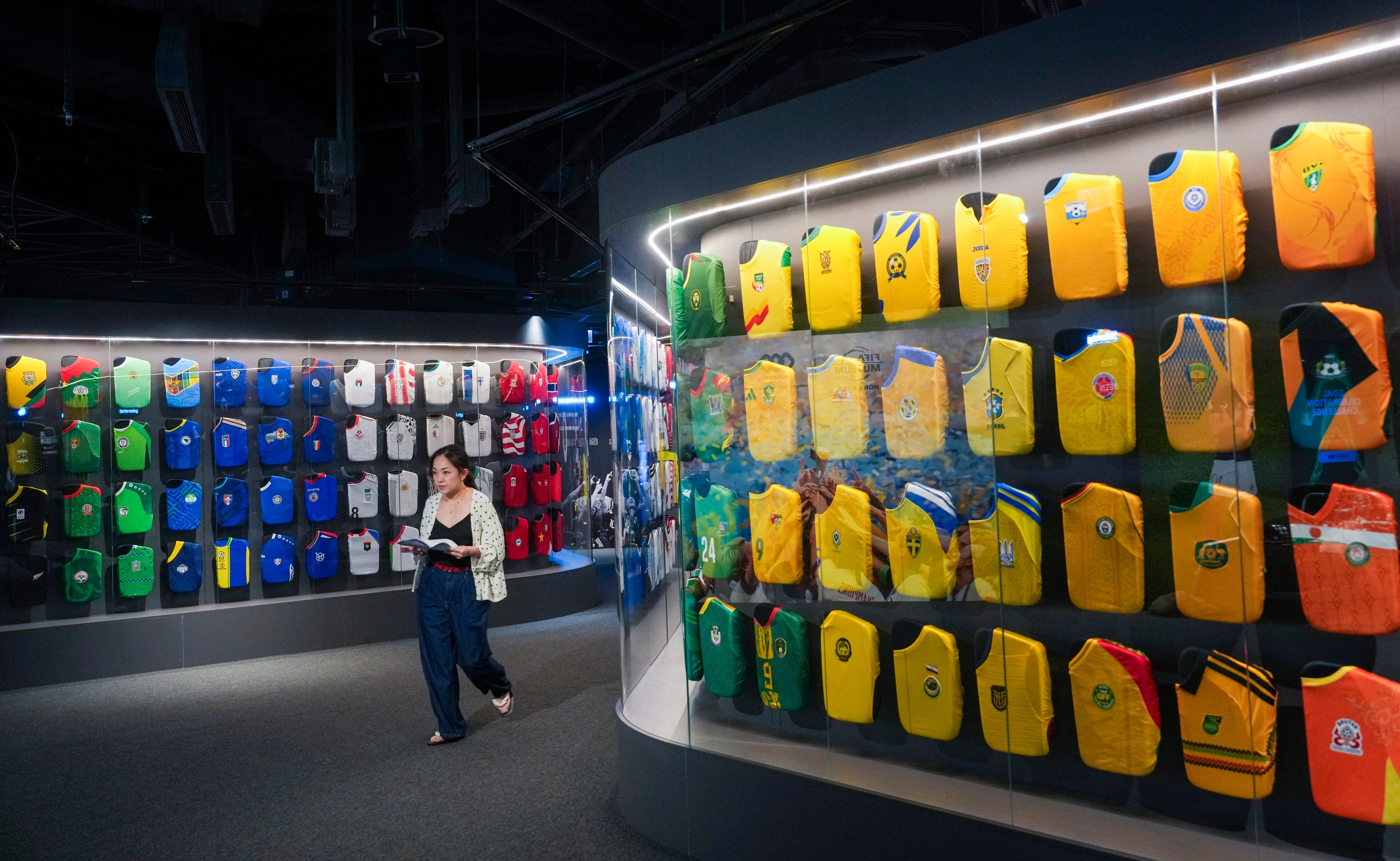 A section of "The Rainbow" display of jerseys of footballing nations, one of the highlights of the Fifa Museum at Times Square in Causeway Bay. Photo: Sam Tsang