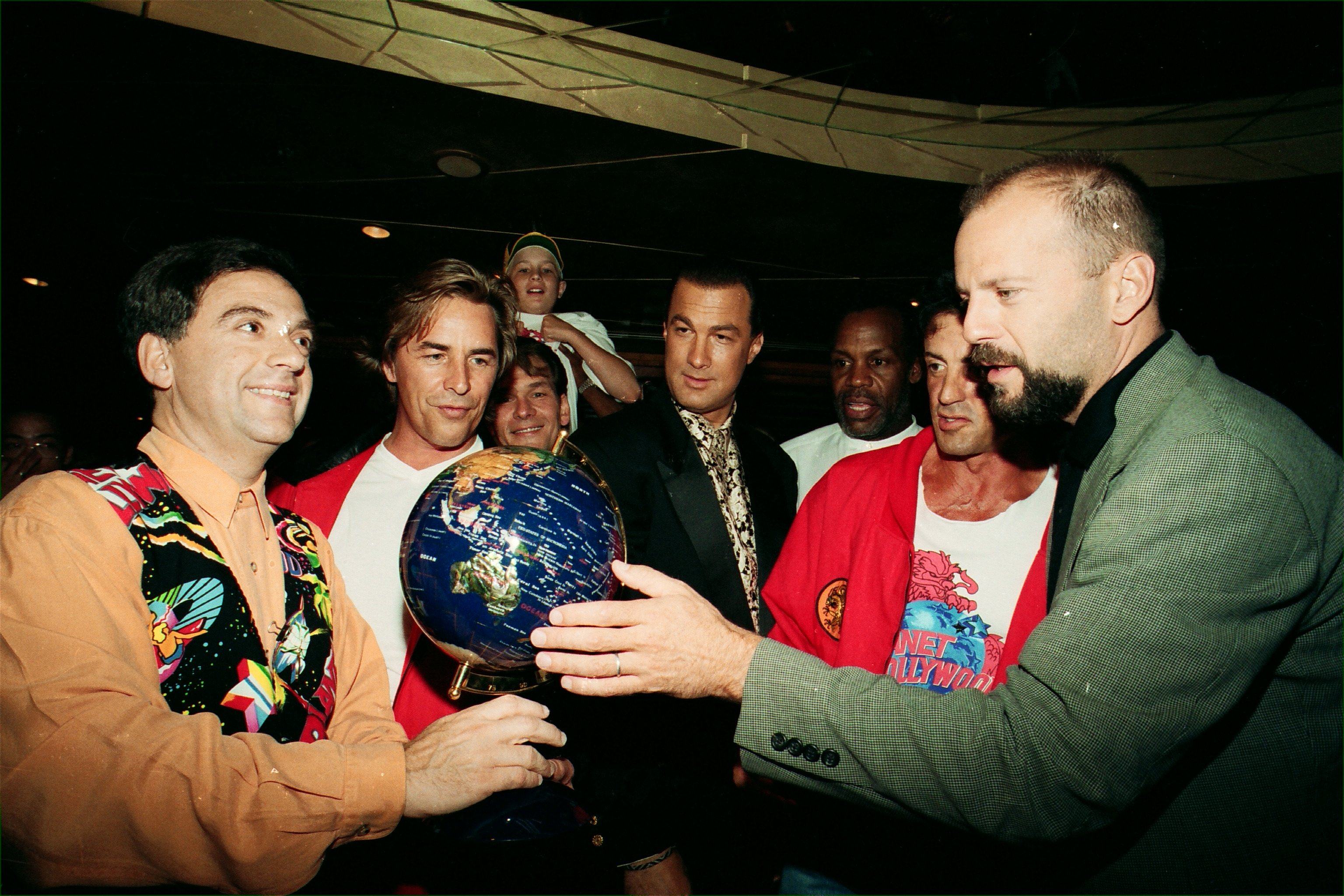 From left: Planet Hollywood founder Robert Earl with actors Don Johnson, Steven Seagal, Sylvester Stallone and Bruce Willis at the restaurant's opening party in Tsim Sha Tsui on May 29, 1994. Photo: SCMP Archive