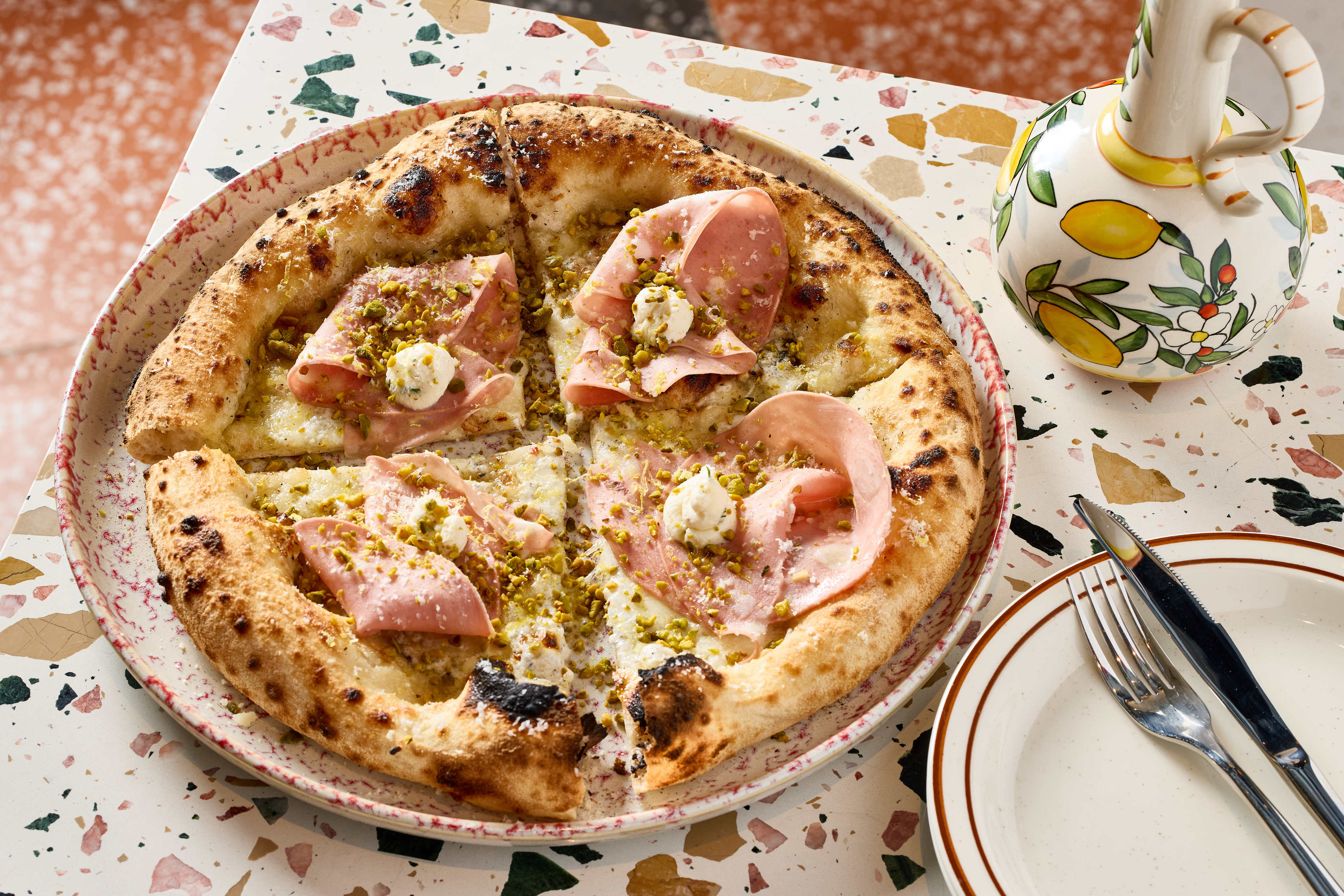 The mortadella and pistachio pizza at 
Fugazzi Pizzeria Napoletana, a new Neapolitan pizzeria in Kai Tak. Check out this and our other new Hong Kong restaurant recommendations in June 2026. Photo: Fugazzi Pizzeria Napoletana