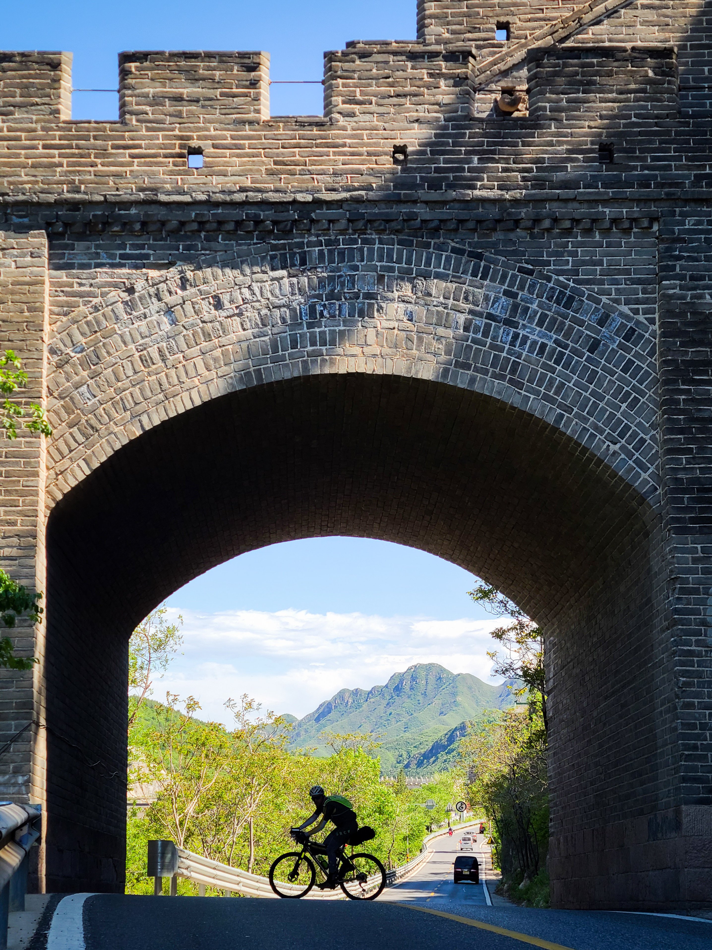 Benjamin Schuessler cycles through the Badaling section of the Great Wall, located just outside Beijing. Photo: Sean Gallagher