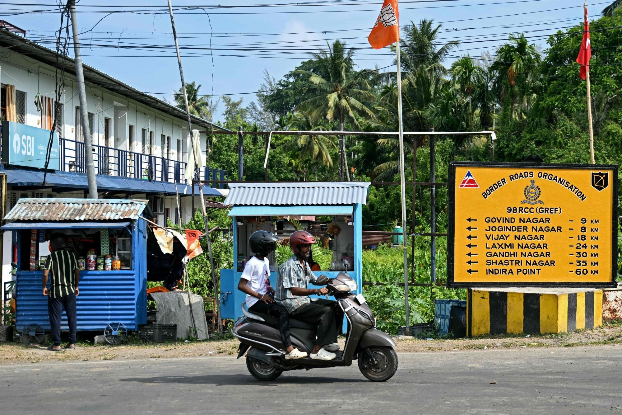 A street in Campbell Bay village on Great Nicobar, home to dense, prehistoric rainforests. Photo: AFP
