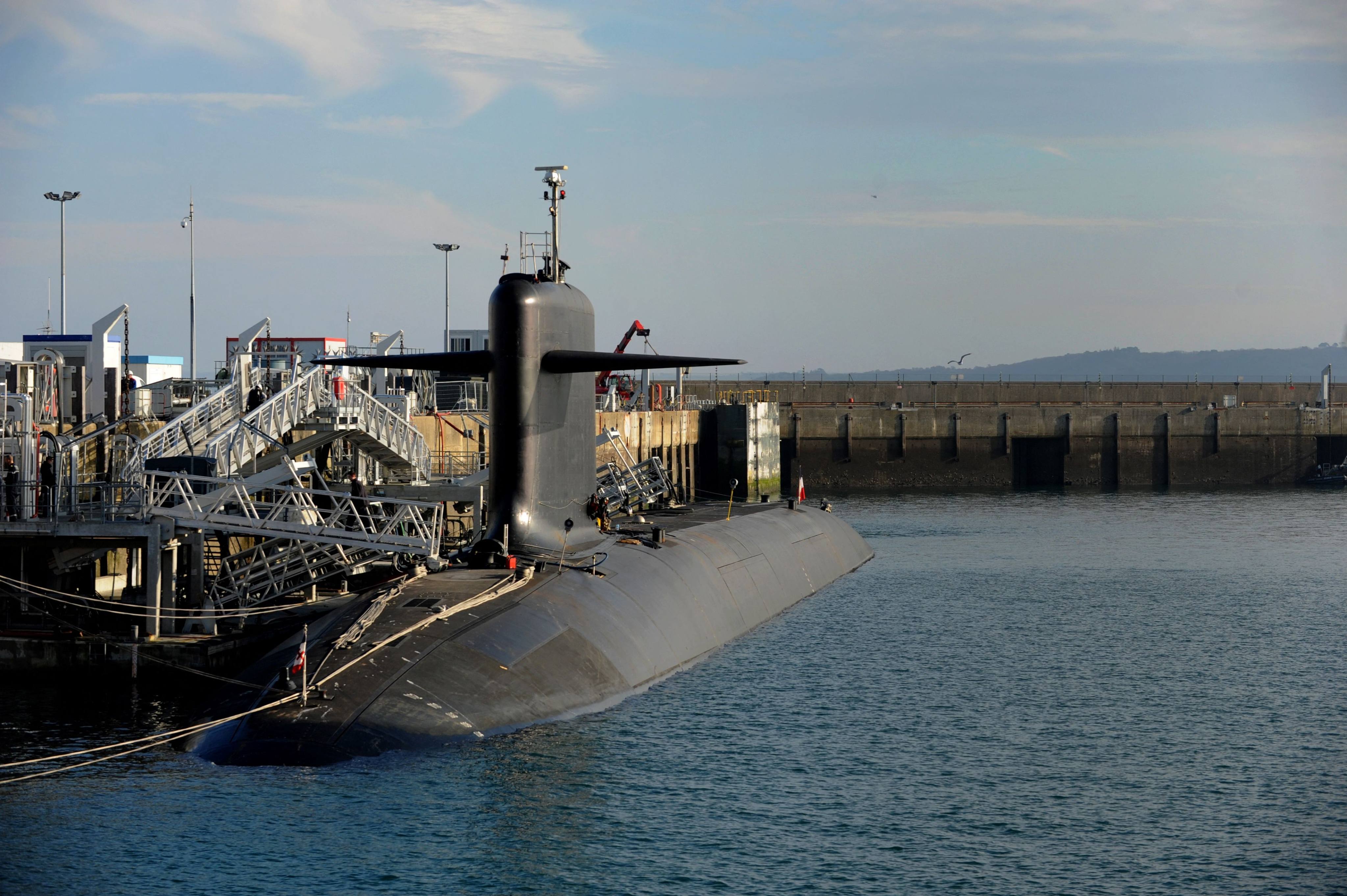 A shows a nuclear submarine is seen at the naval base in Ile Longue, France, iin December 2016. Photo: AFP