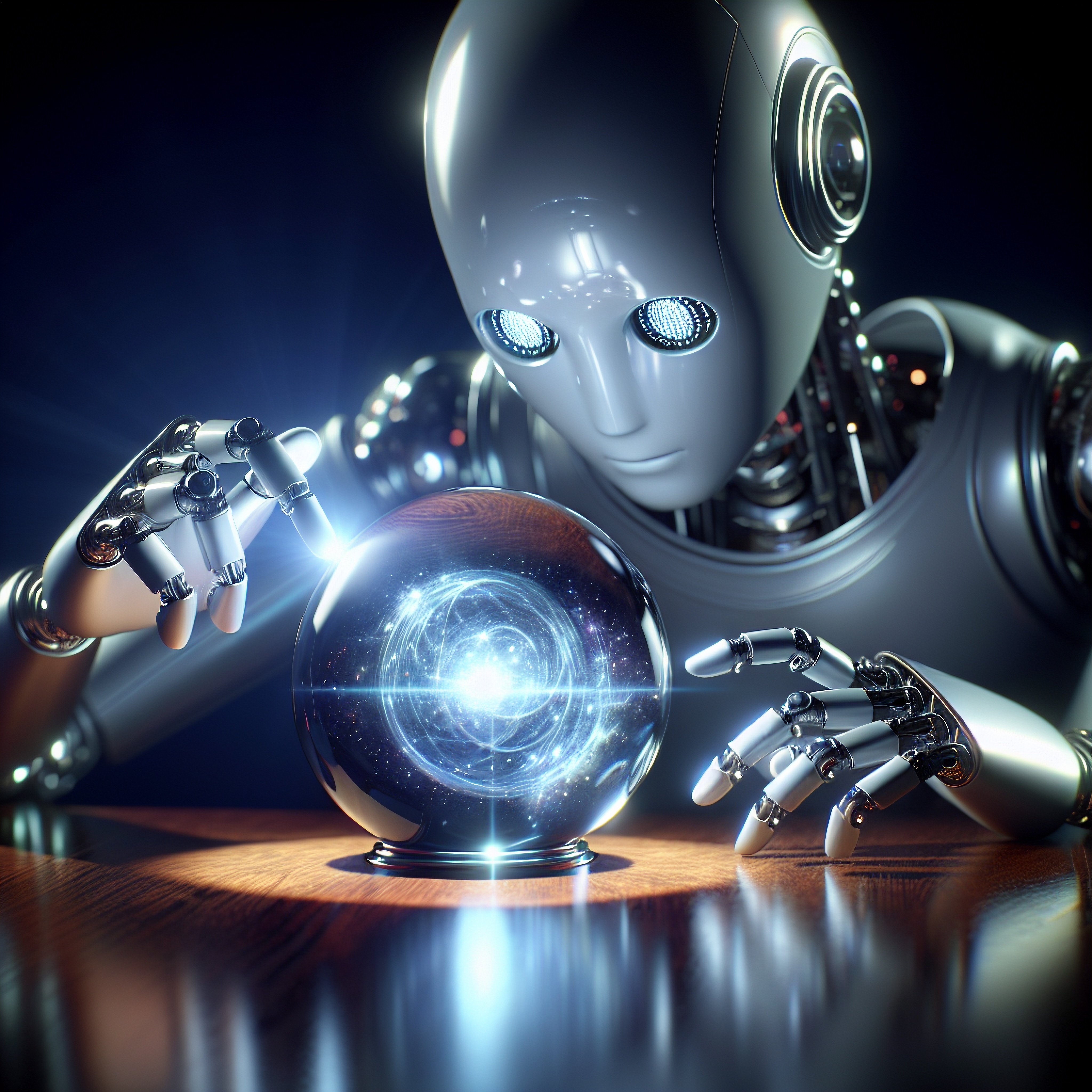 An AI robot looking into a crystal ball. Analysts say the compliance costs for AI rules in the US and the EU would be significant. Photo: Shutterstock