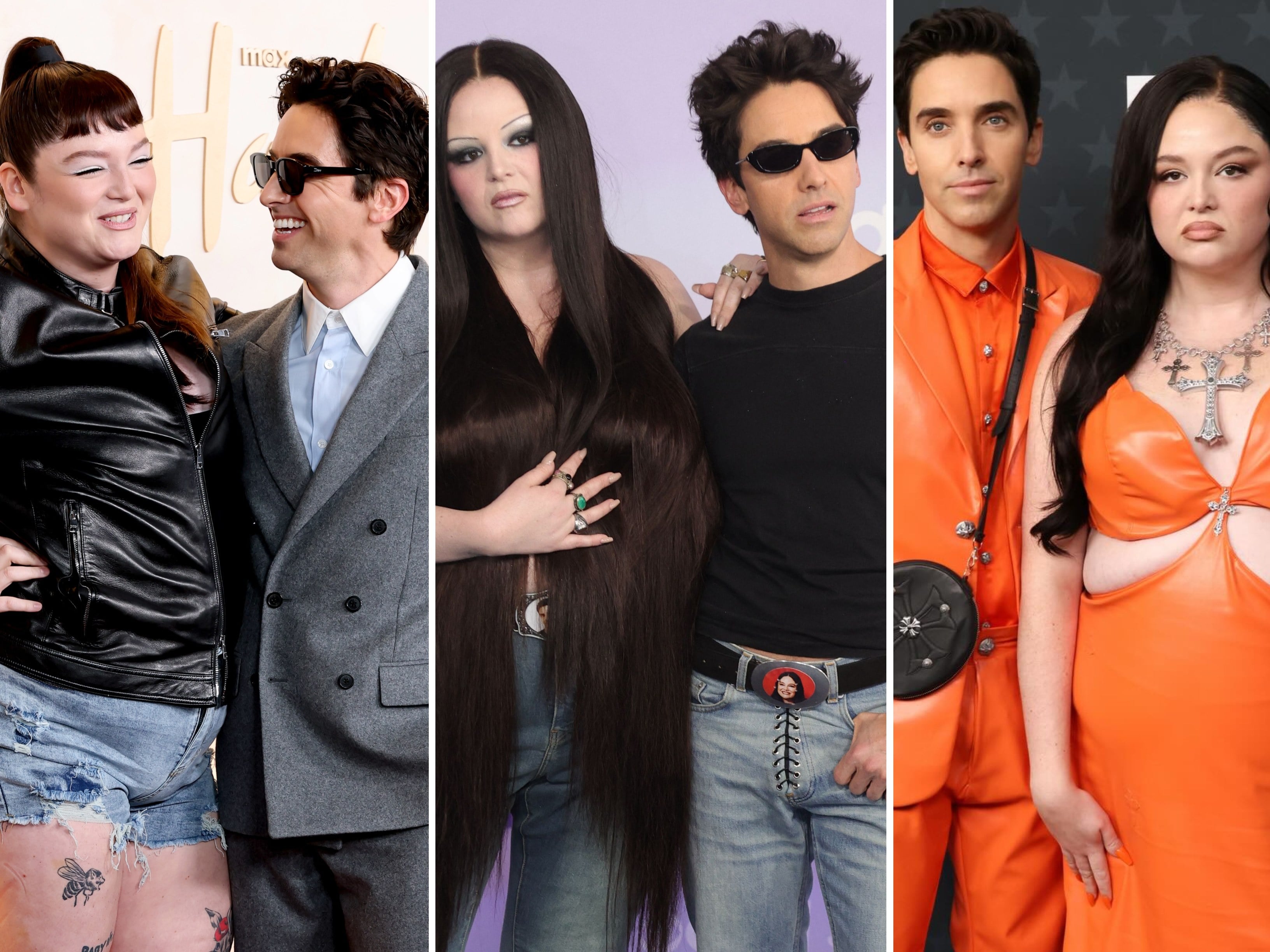 Hacks co-stars Megan Stalter and Paul W. Downs know how to turn a red carpet appearance into a viral moment. Photos: Getty Images; AFP; @paulwdowns/Instagram