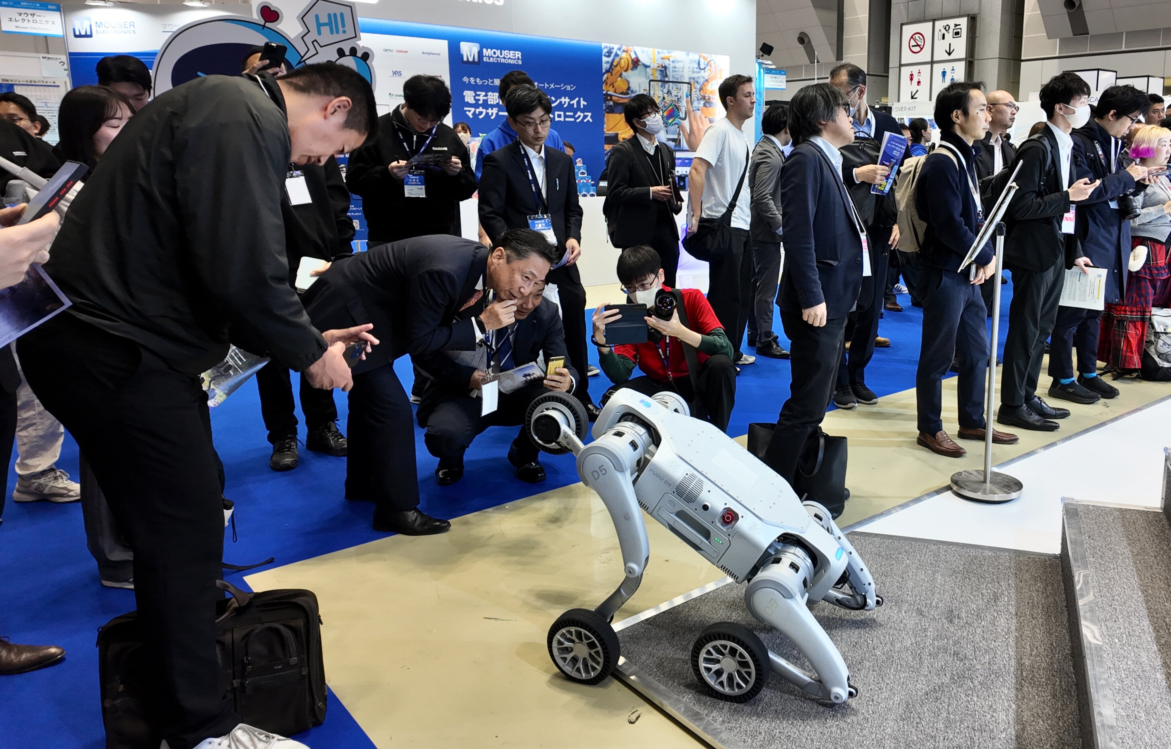 Pudu Robotics, a national-level “little giant” based in China’s Jiangsu province, showcases its products at the International Robot Exhibition (iREX) 2025, the world’s largest robotics trade show, held at the Tokyo Big Sight in Japan from December 3-6. Photo: Handout