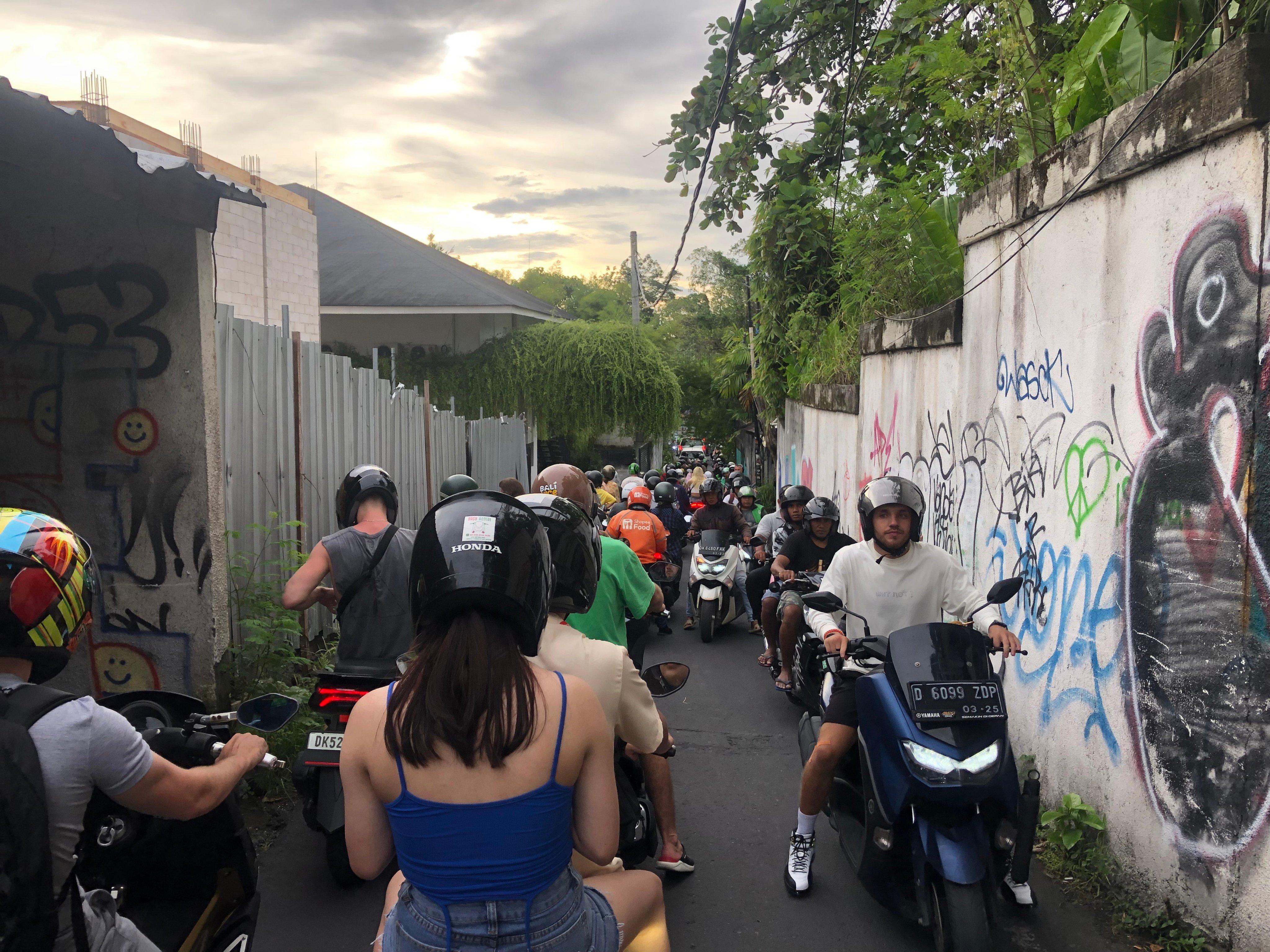 Gridlock on a narrow street in Bali. Photo: Dave Smith