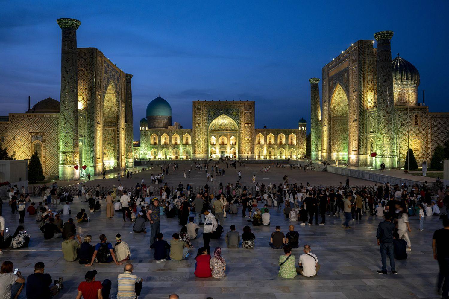 Crowds at the Registan public square in Samarkand, Uzbekistan. Photo: Getty Images