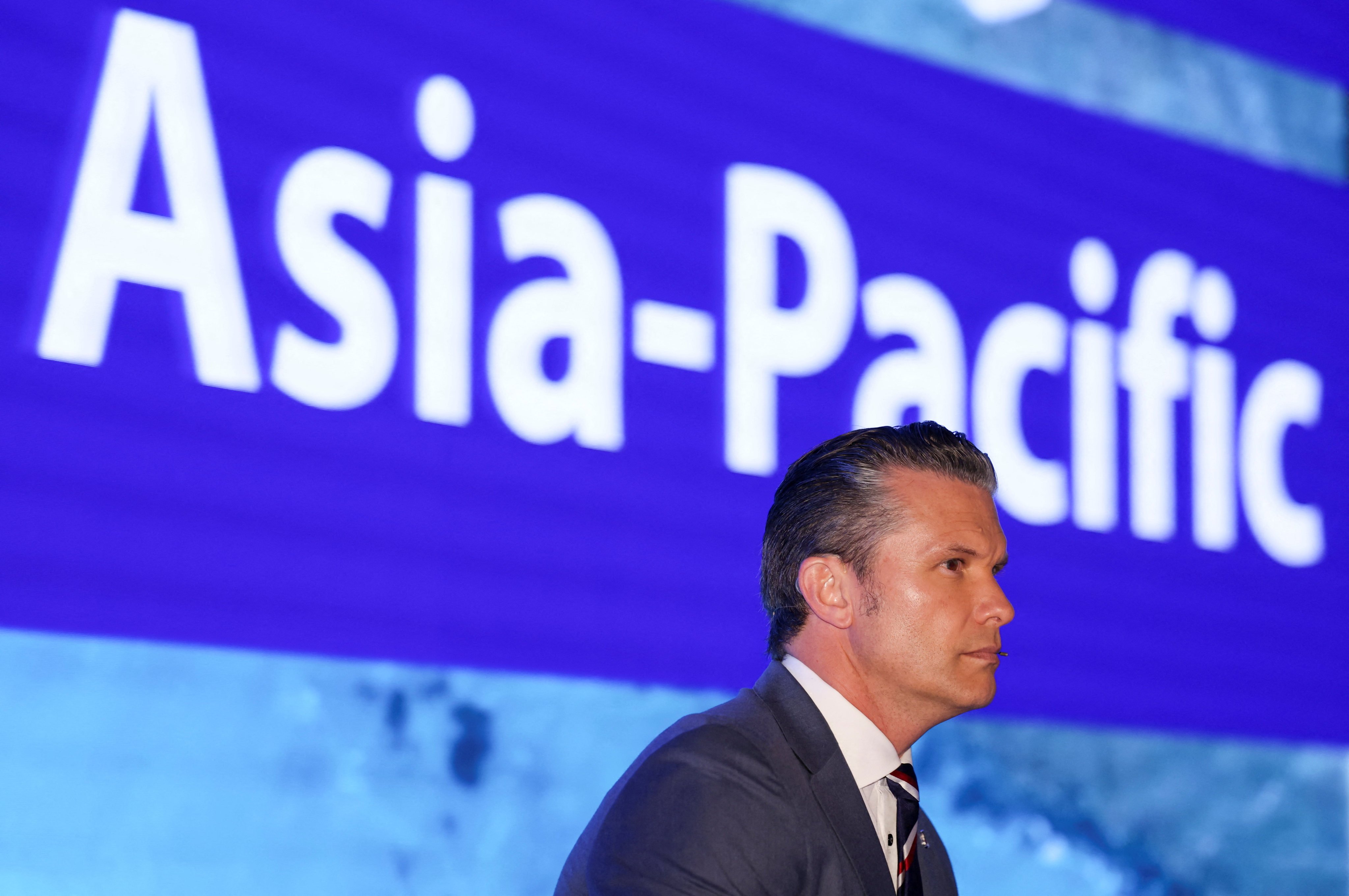 US Secretary of Defence Pete Hegseth at the Shangri-La Dialogue security summit in Singapore on Saturday. Photo: Reuters
