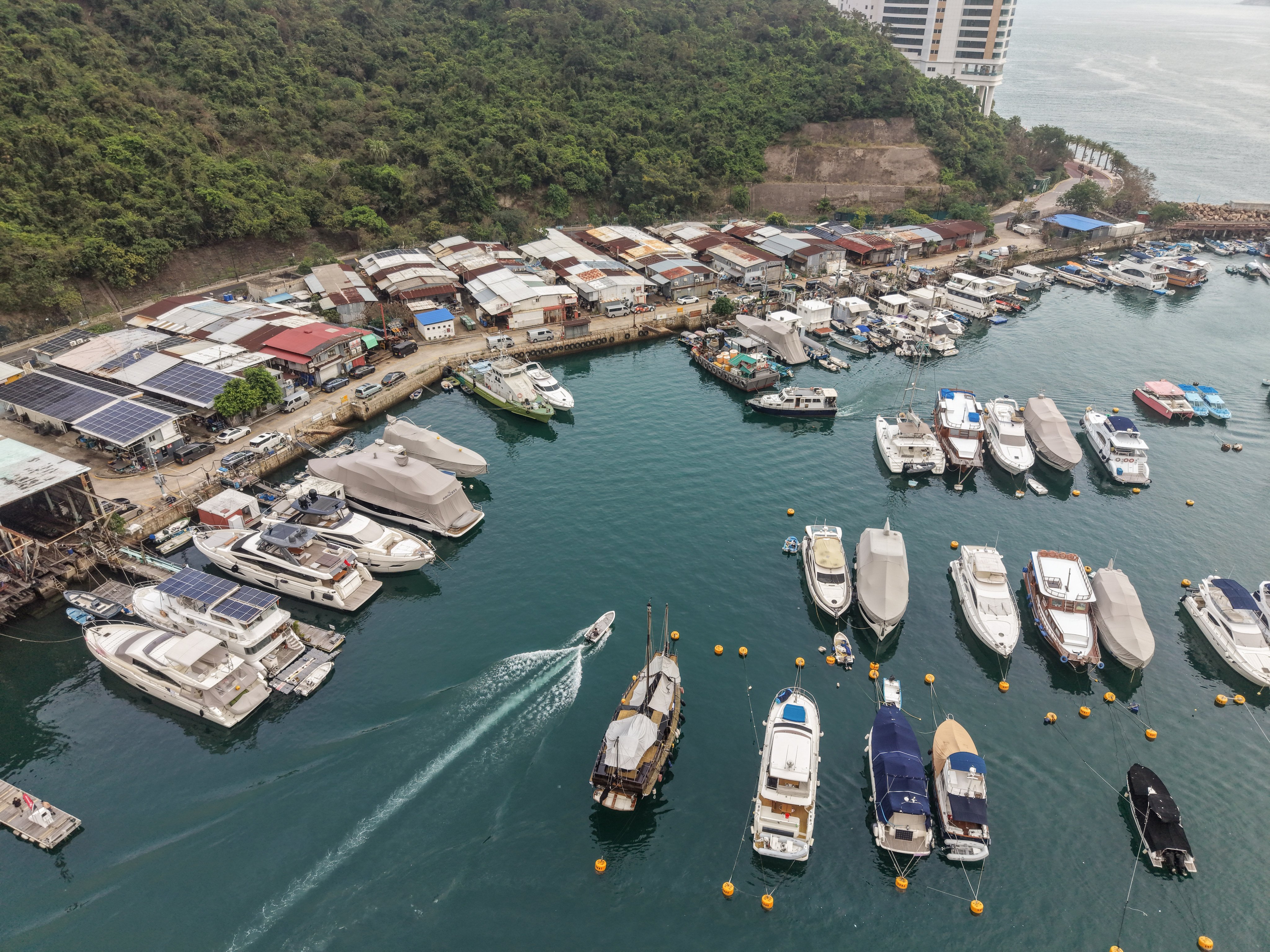 Yachts in Po Chong Wan in Aberdeen on Hong Kong Island. Photo: Elson Li