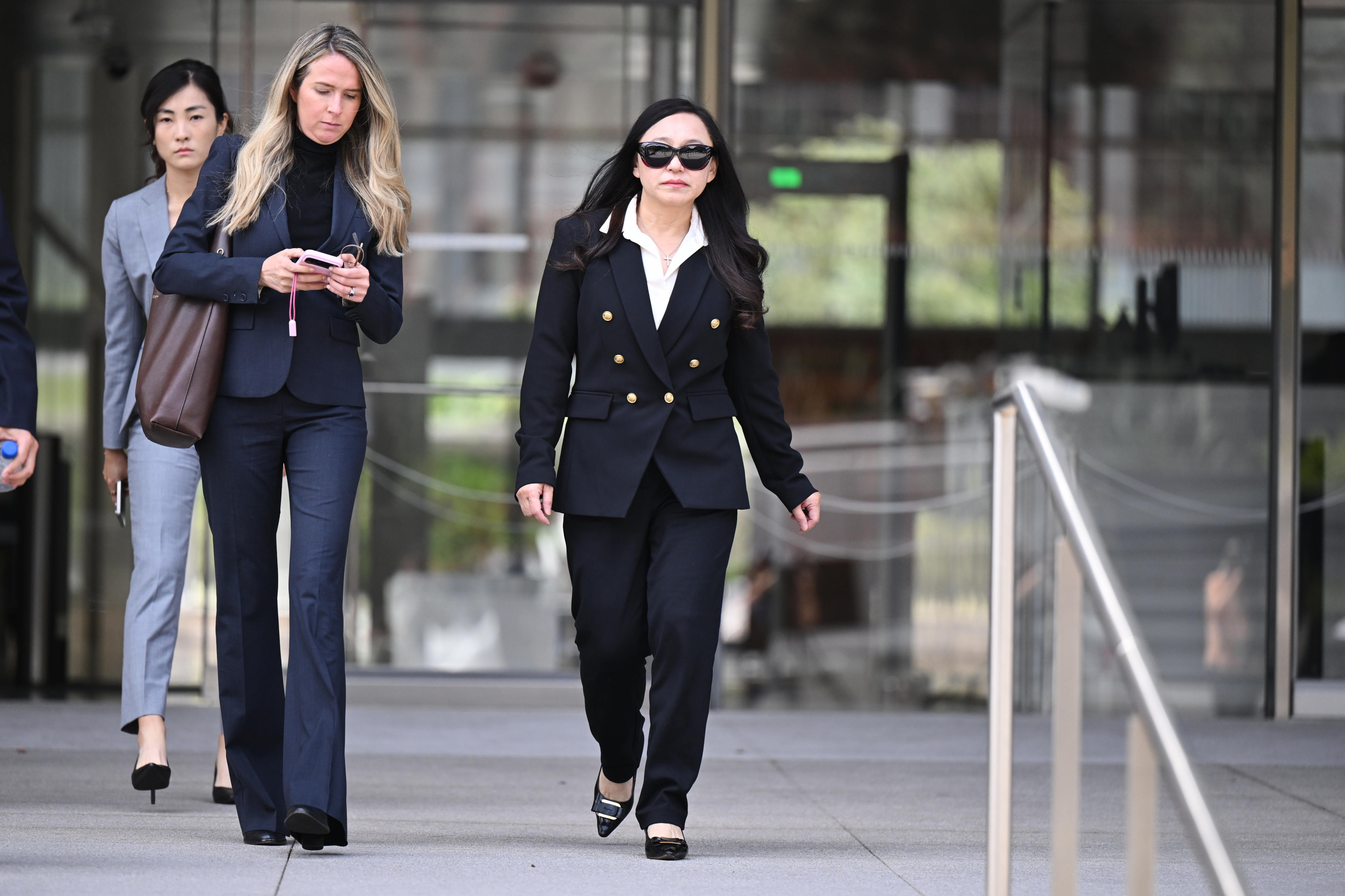 Eileen Wang, the former mayor of Arcadia, California, exits federal court in Los Angeles after pleading guilty on charges of acting as an illegal agent for the Chinese government on Friday. Photo: AP