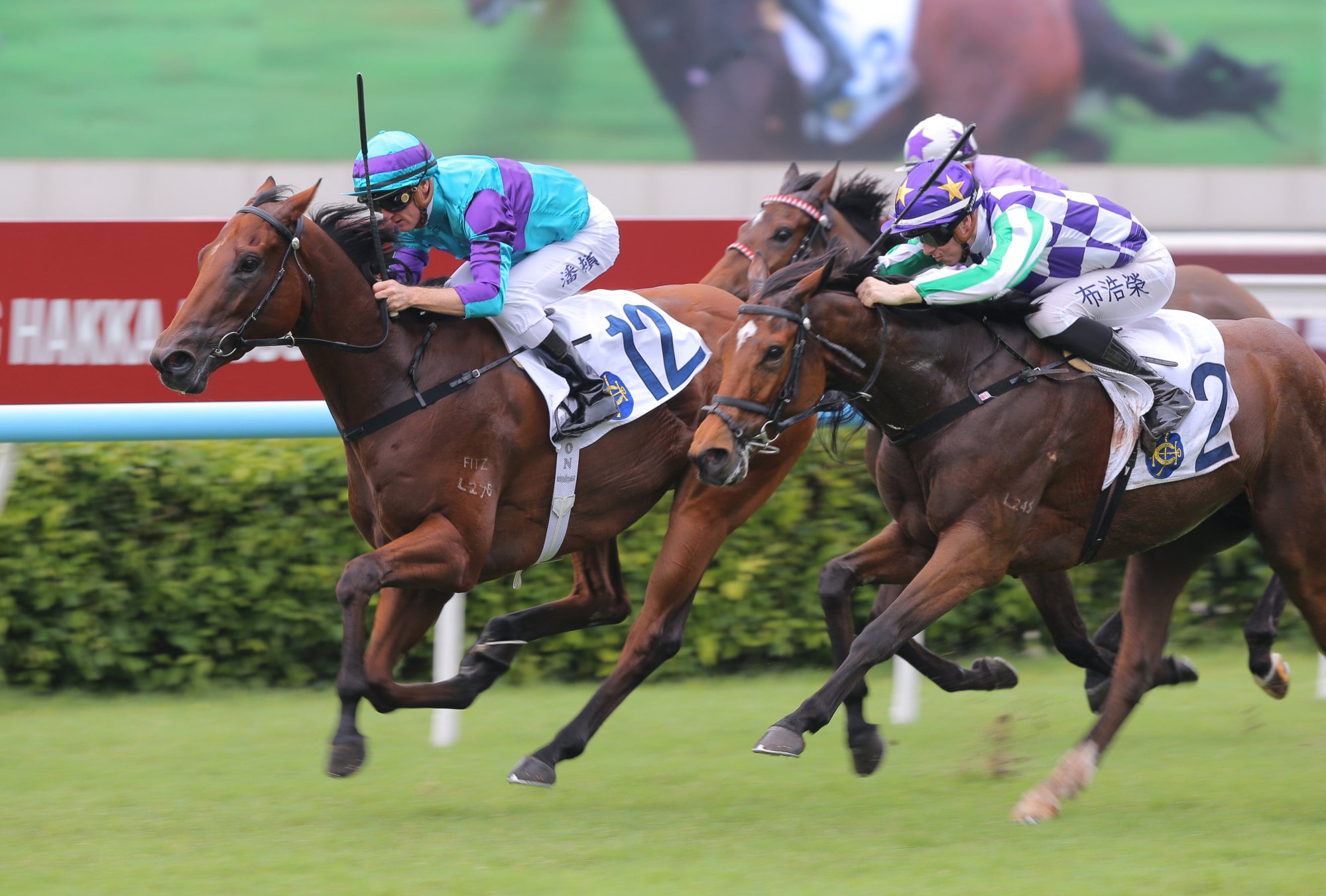 Zac Purton guides Rising World to victory. Zac Purton guides Rising World to victory.