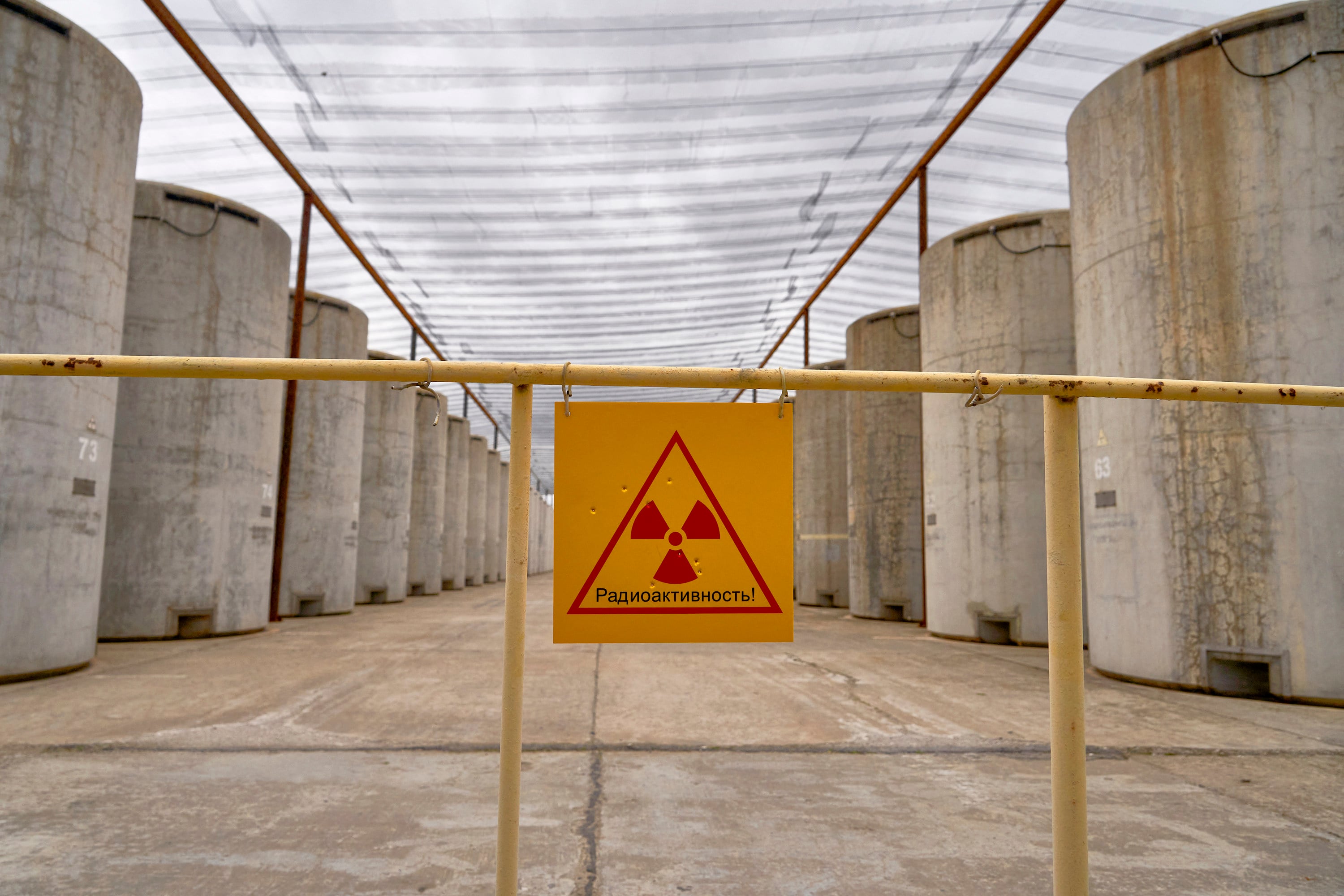 A view of a spent nuclear fuel storage grounds at the Russian-controlled Zaporizhzhia nuclear power plant in southern Ukraine in March 2023. Photo: TNS