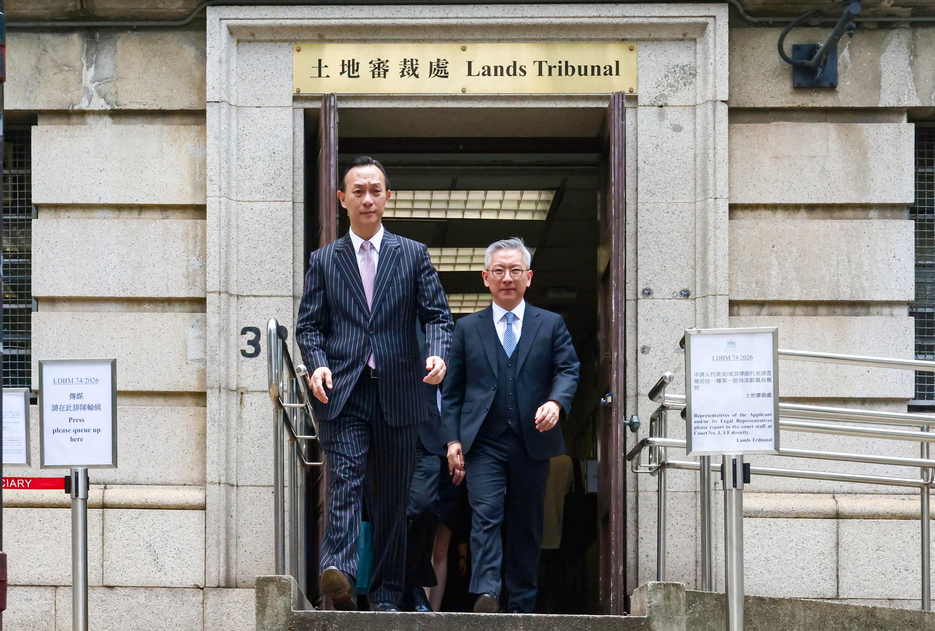 Hop On Management Company’s senior counsel, Hectar Pun Hei, left, urged the tribunal to consider the firm’s difficulties in verifying homeowners’ signatures and securing a venue capable of accommodating at least 1,000 people. Photo: Jonathan Wong