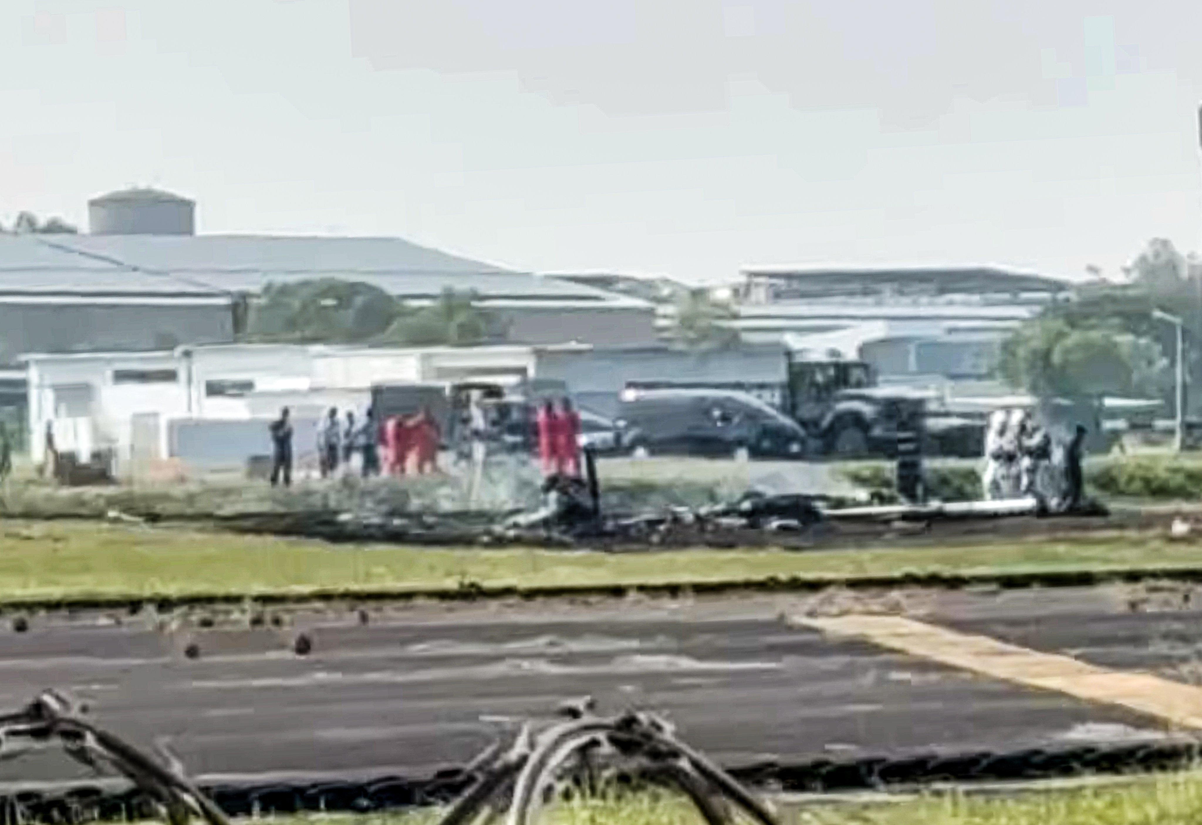 A Taiwanese air force T-34C aircraft went down at about 8.08am at Gangshan Air Base in Kaohsiung, southern Taiwan, while conducting a simulated engine-failure exercise, according to the air force. Photo: Handout