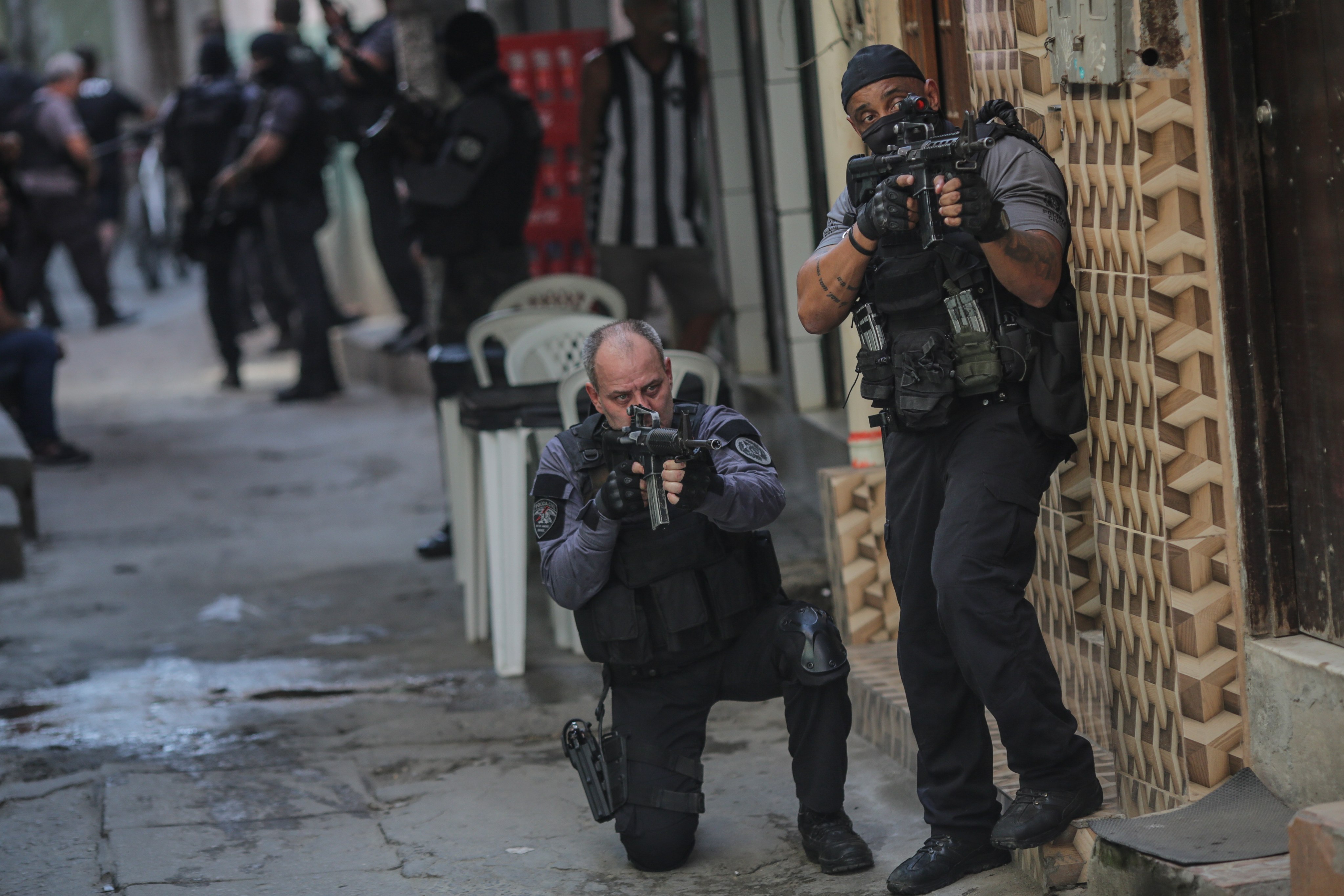 Brazilian security forces regularly conduct large operations against the criminal groups, which often turn violent. Photo: EPA