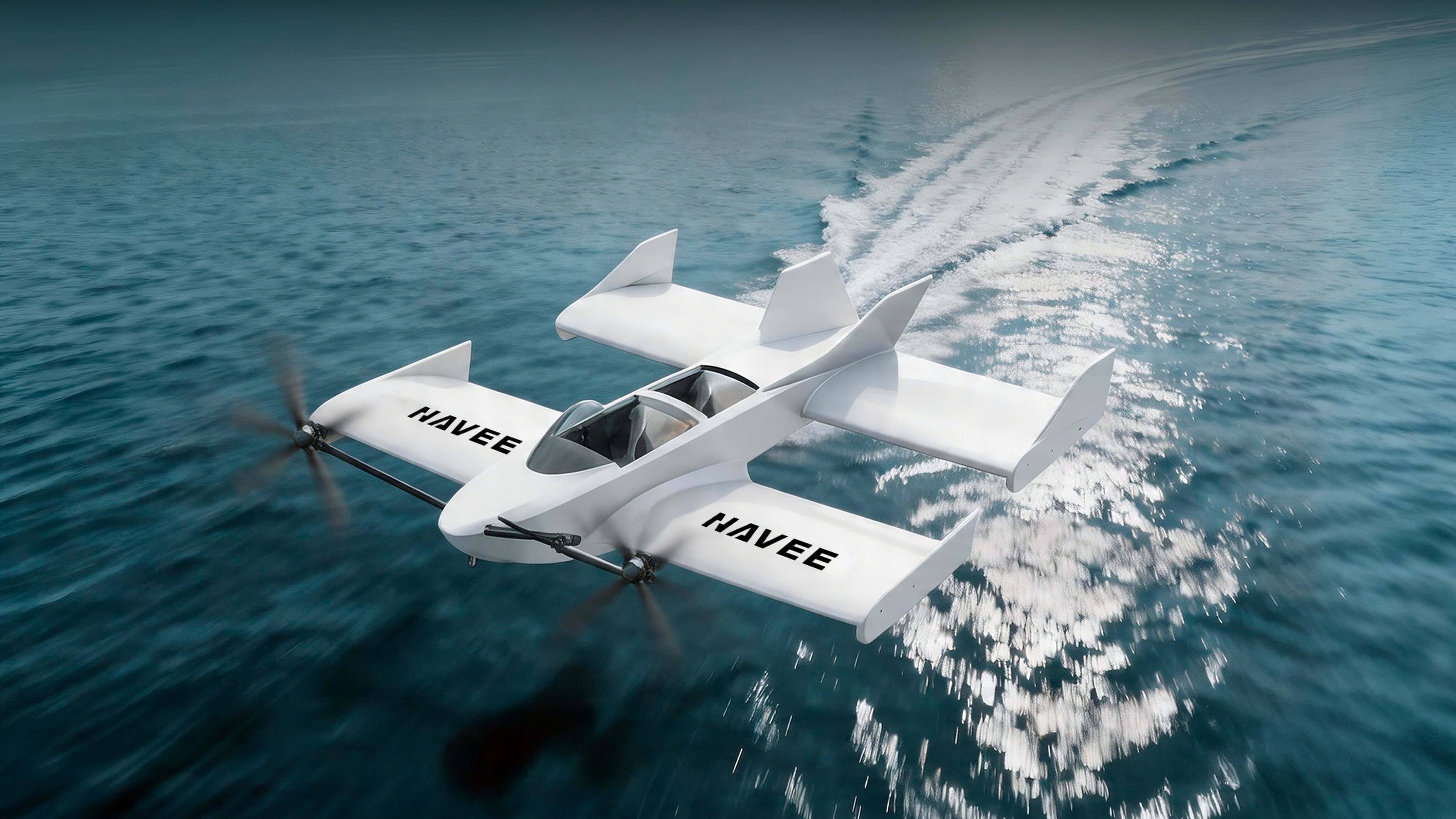 The world’s first consumer-grade crewed waterborne aircraft, the WaveFly 5X, can fly at a cruising altitude of 30 cm to 50 cm above the water with two people on board. Photo: Handout