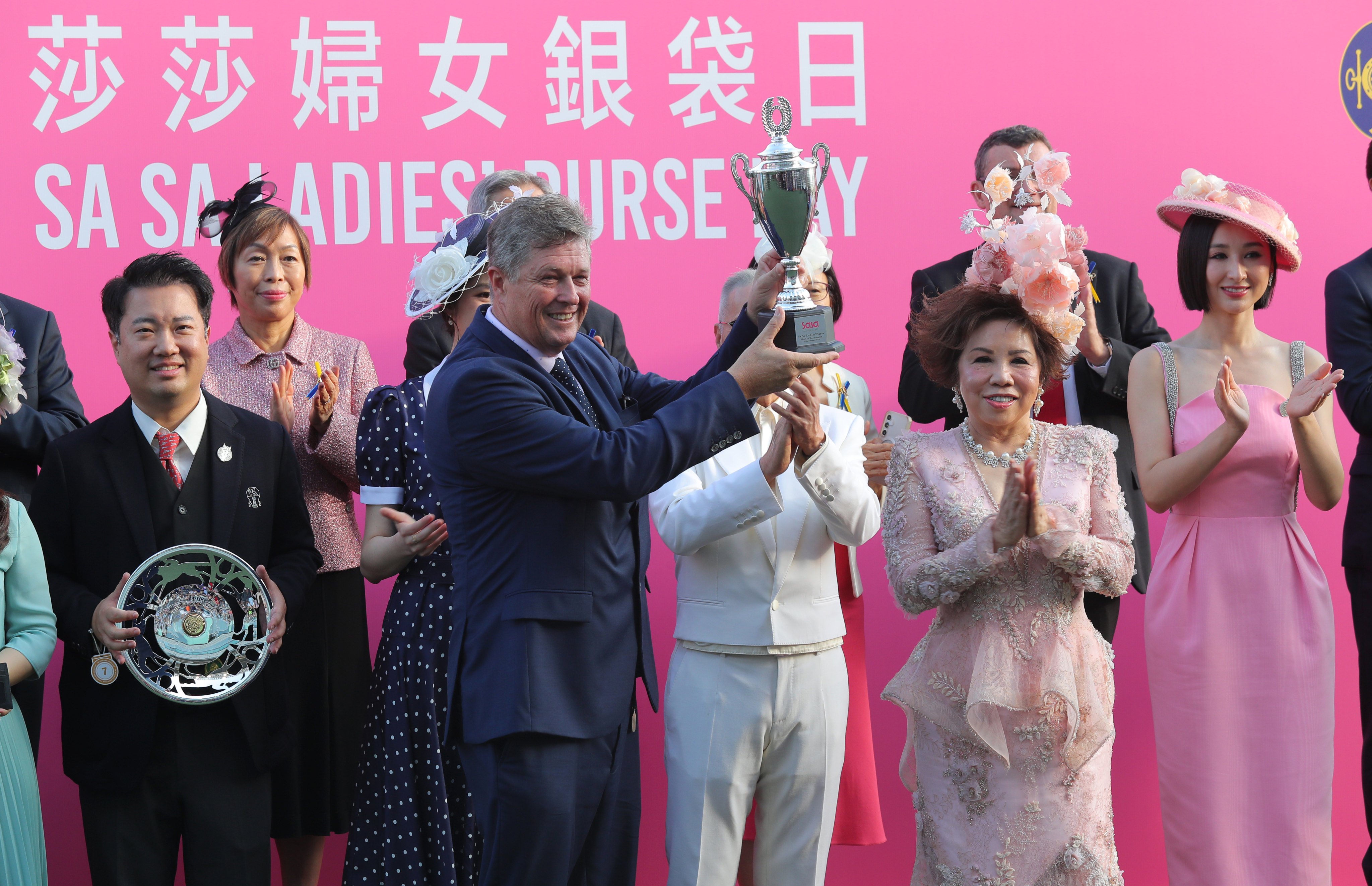 Brett Crawford with the Sa Sa Ladies’ Purse trophy after his win with Encountered last November. Photos: Kenneth Chan