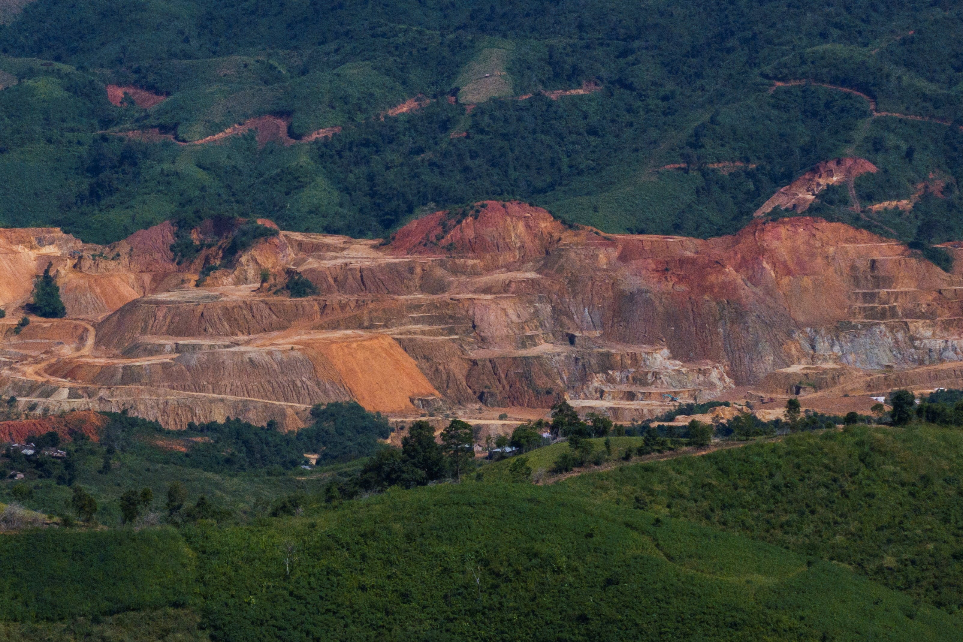 A drone view shows a gold mine in Shan State, Myanmar, as seen from Chiang Rai province, Thailand, last year amid increased rare earth and gold mining at the Kok River’s source in Myanmar. Photo: Reuters