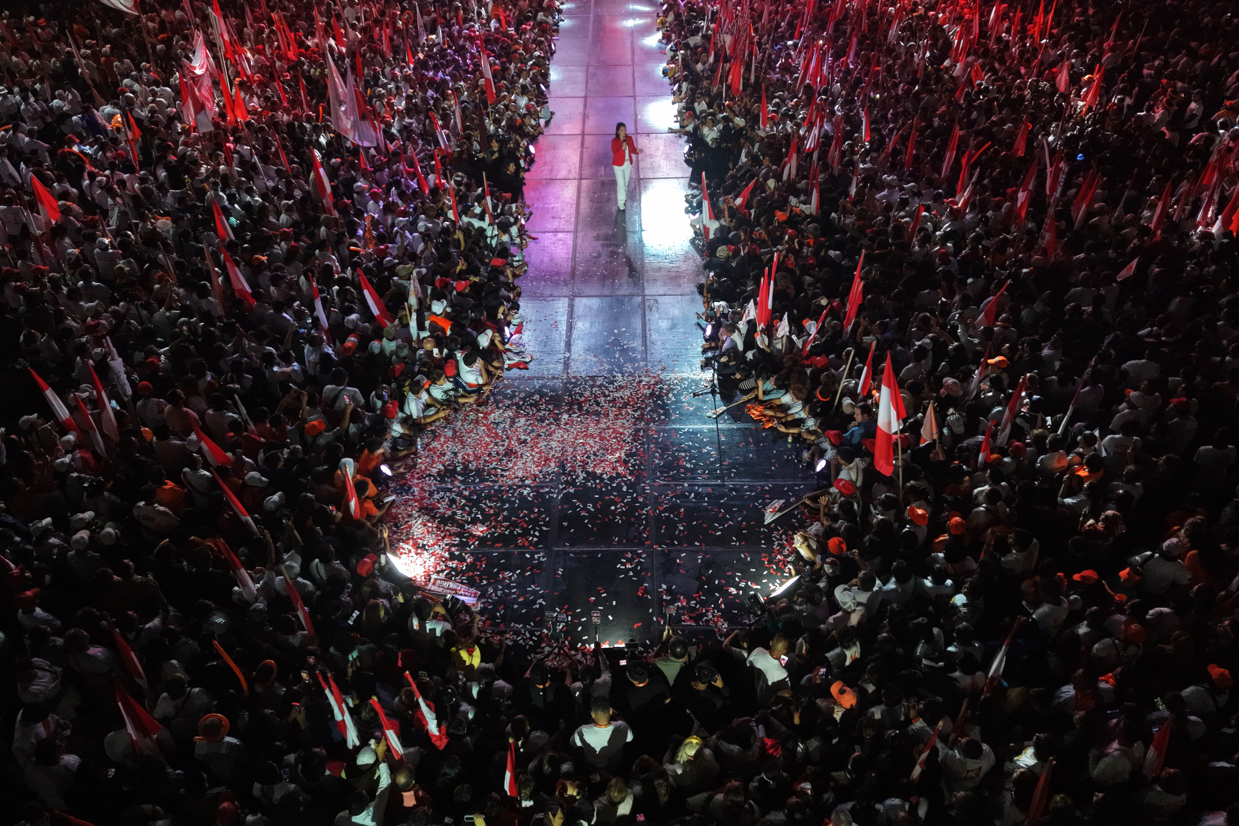 Keiko Fujimori at her closing campaign rally. Photo: AP