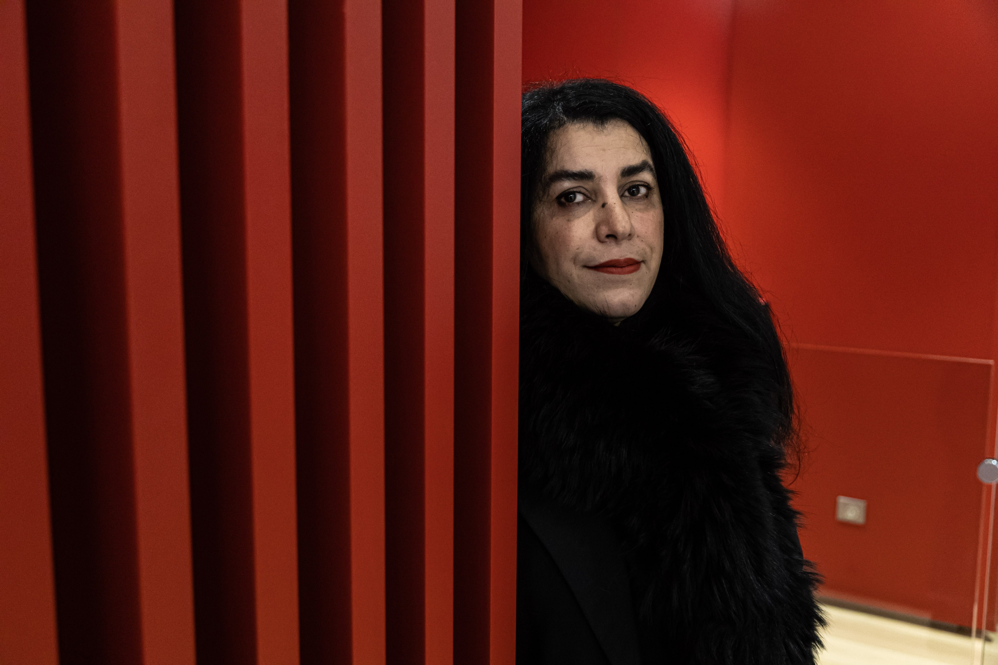 Iranian-born French graphic novelist, illustrator and film director Marjane Satrapi poses for photographs during International Women’s Day celebrations in Saint Ouen, near Paris, in March 2023. Photo: EPA