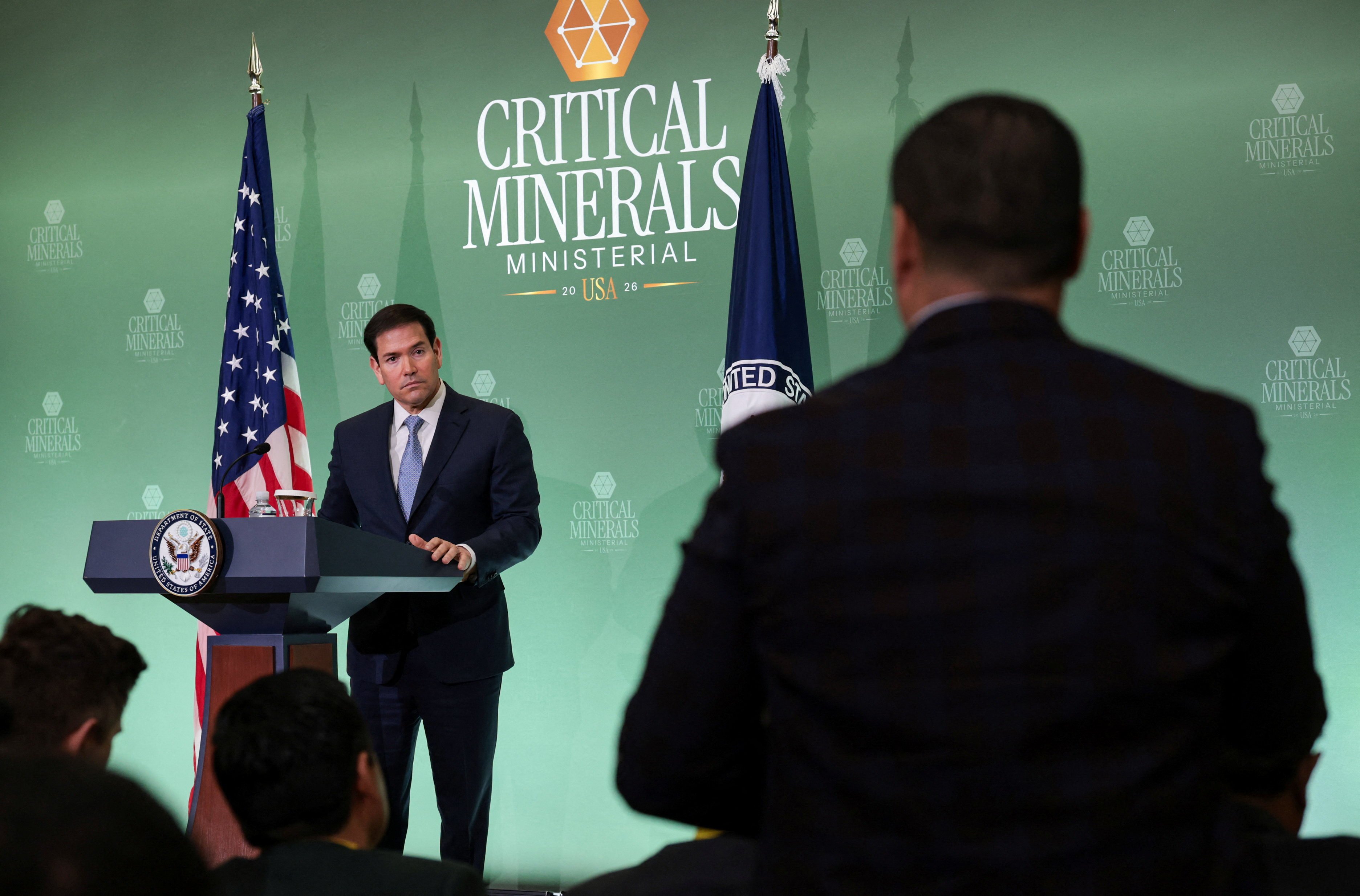 US Secretary of State Marco Rubio holds a press conference during the Critical Minerals Ministerial meeting at the State Department in February. Photo: Reuters