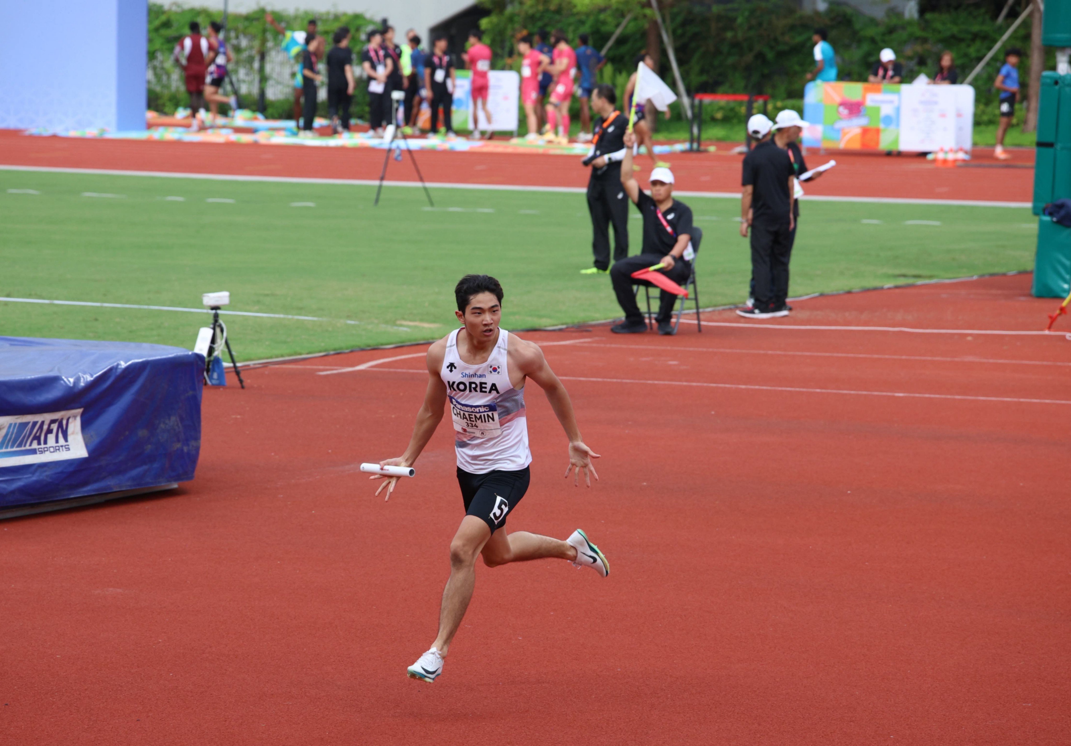 Jun Chae-min anchored his team to a gold in the men’s 4x100 metres relay at the Asian Under-20 Athletics Championships. Photo: Jun Chae-min