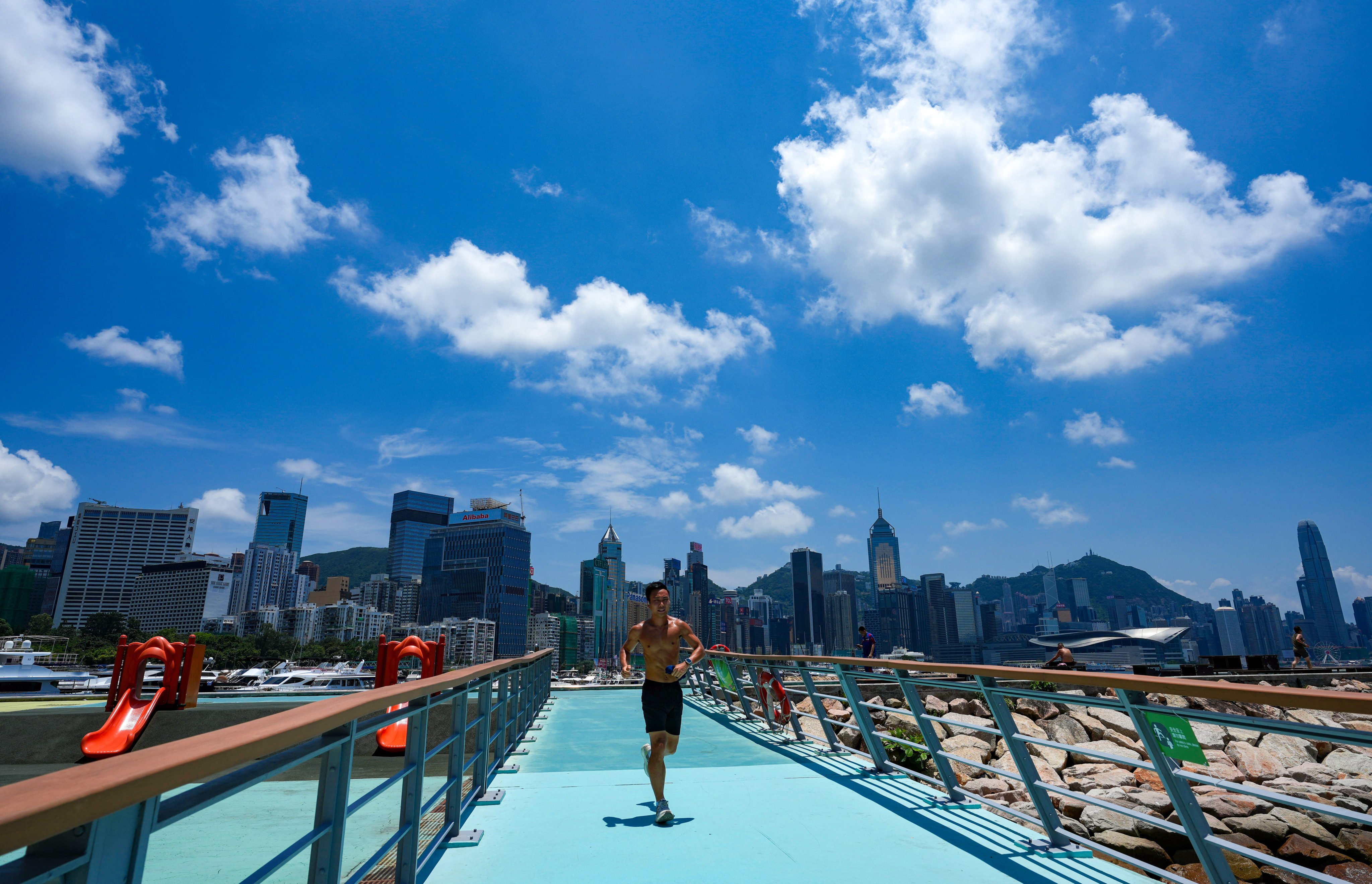A man jogs through the East Coast Park Precinct in Fortress Hill on Thursday. Photo: Sam Tsang