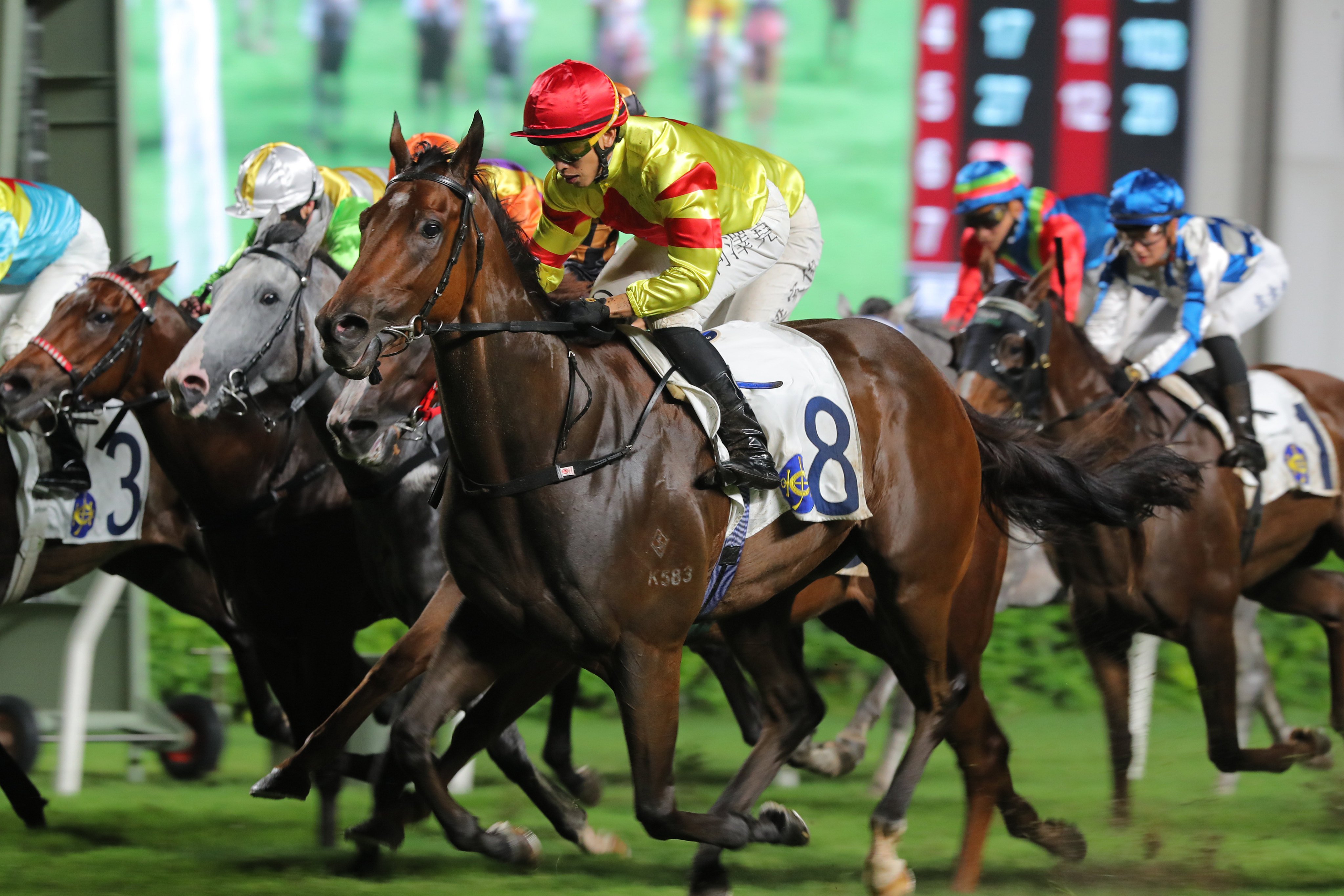 Hot Delight, ridden by Vincent Ho, wins at Sha Tin. Photos: Kenneth Chan