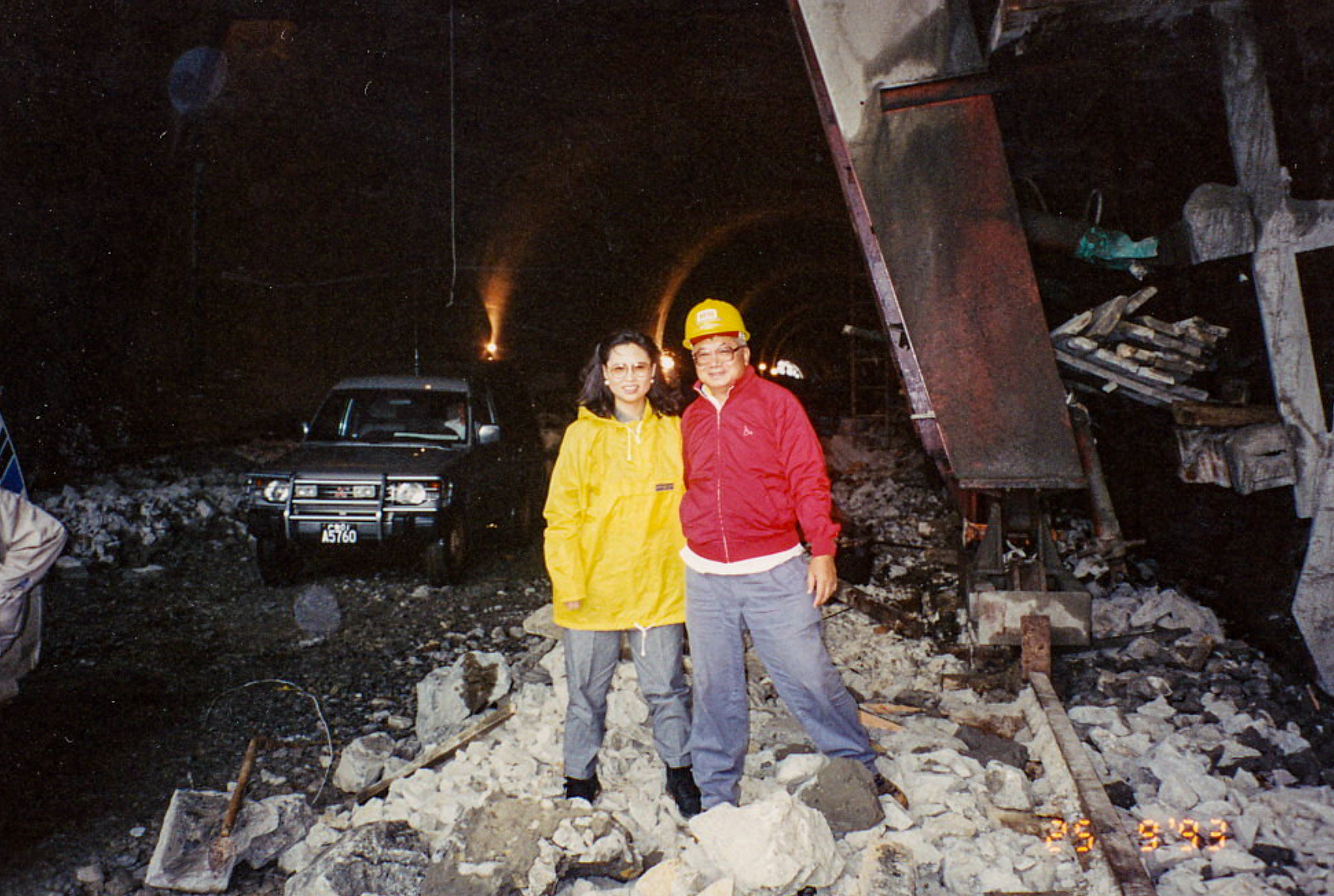 Gordon Wu and his wife on site at the Hubeishan tunnel under construction for the Guangzhou-Shenzhen superhighway in 1993. Photo: Handout