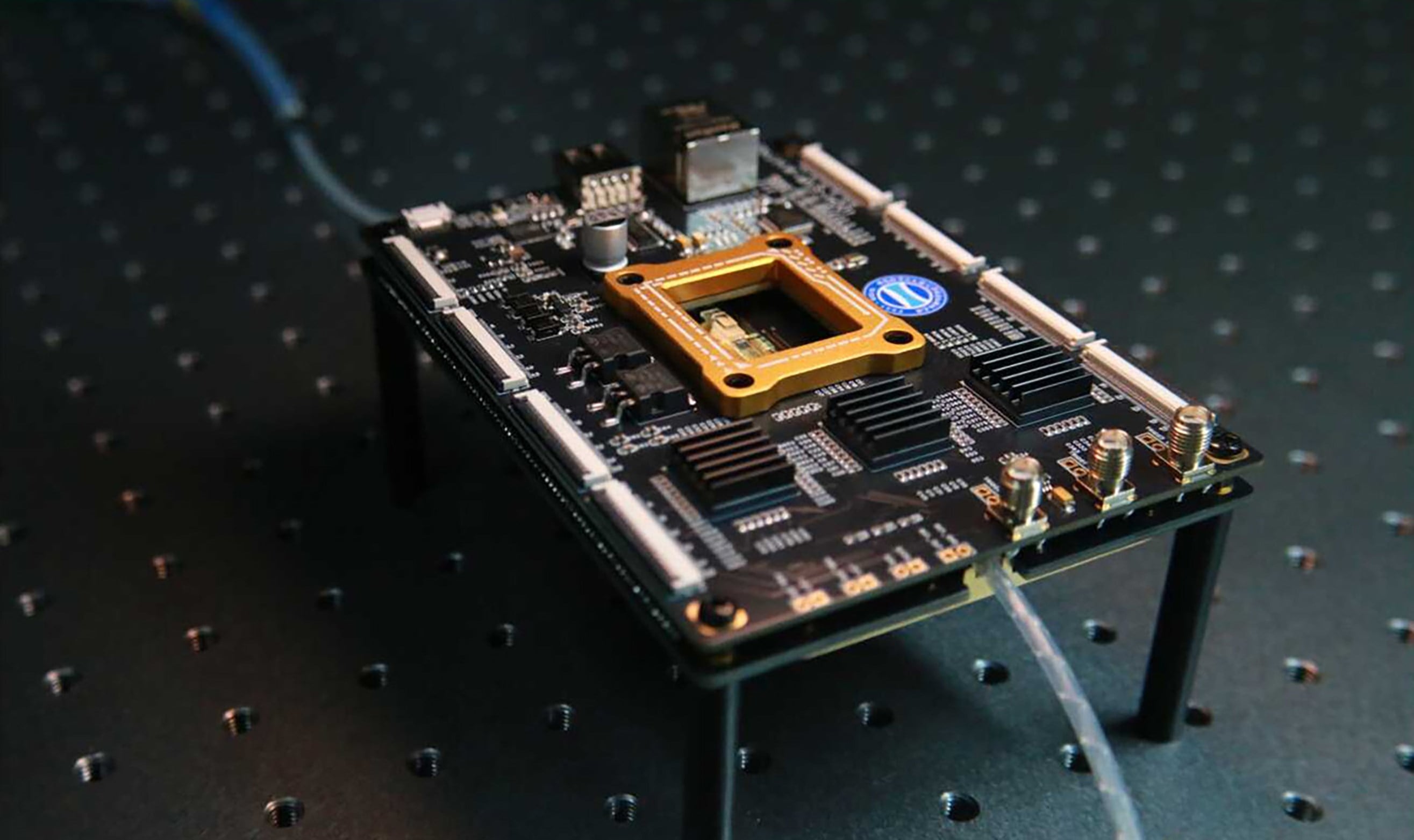 Chinese researchers recently developed this highly parallel optical computing chip named Meteor-1.  Photo: Handout