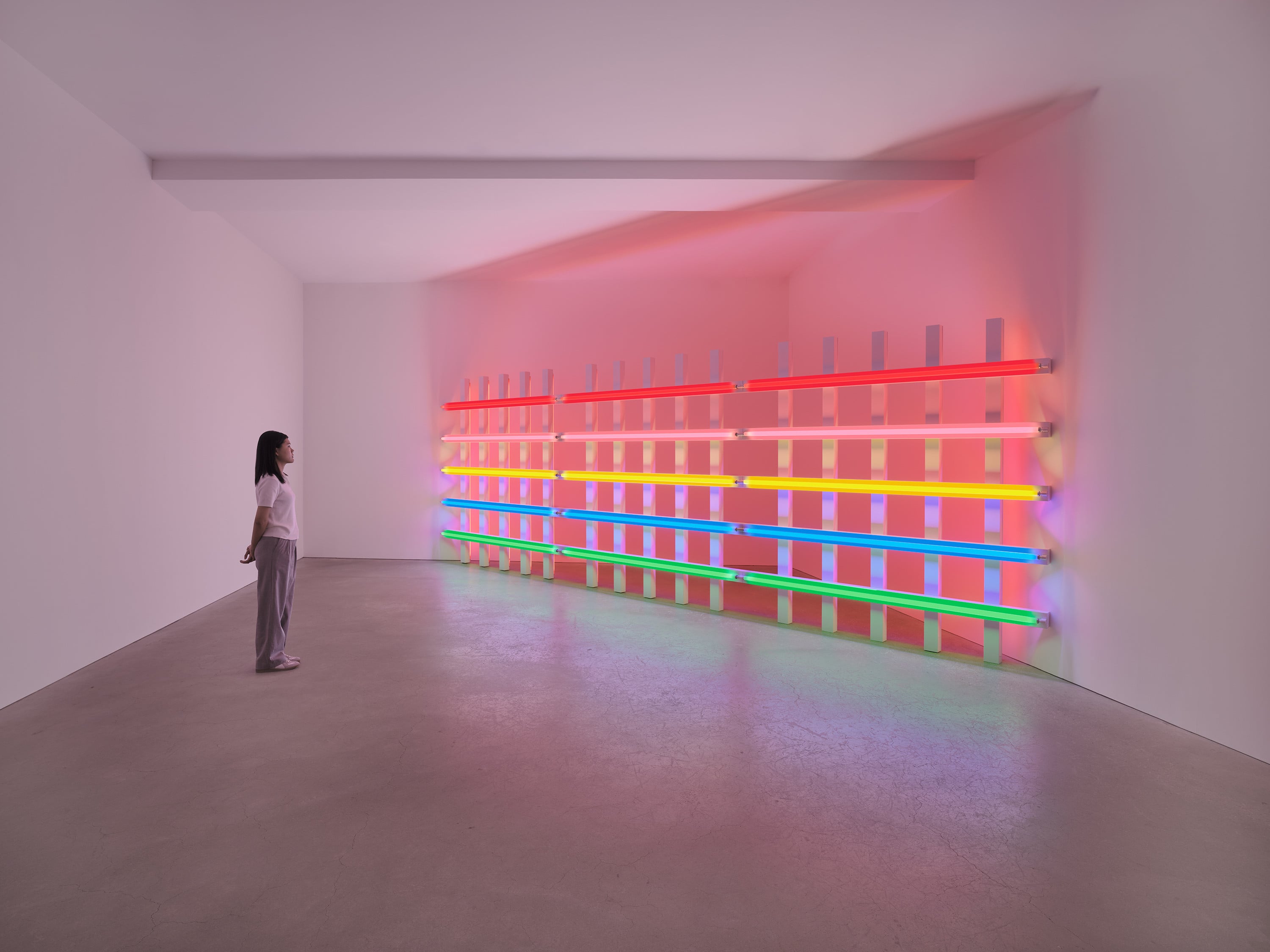 An exhibit in "Dan Flavin: Grids" at David Zwirner's Hong Kong gallery. Photo: courtesy David Zwirner