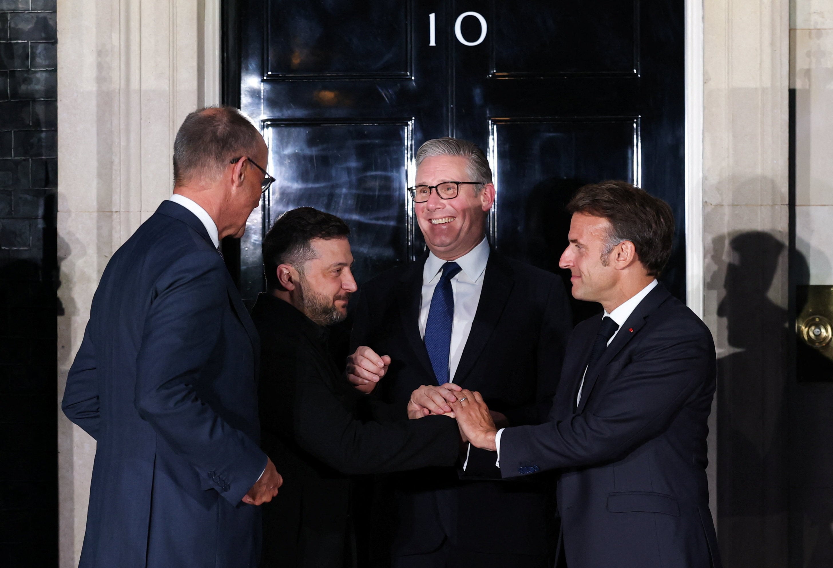 Ukrainian President Volodymyr Zelensky with British Prime Minister Keir Starmer, French President Emmanuel Macron and German Chancellor Friedrich Merz. Photo: Reuters