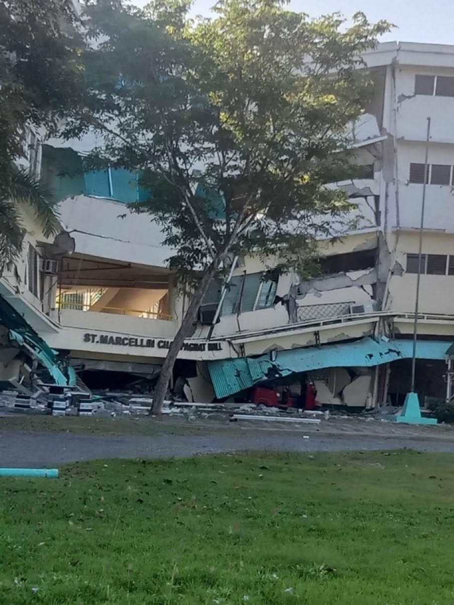 A building in the Philippines is seen after being damaged by the 7.8-magnitude quake. Photo: Facebook/Kevin Steele