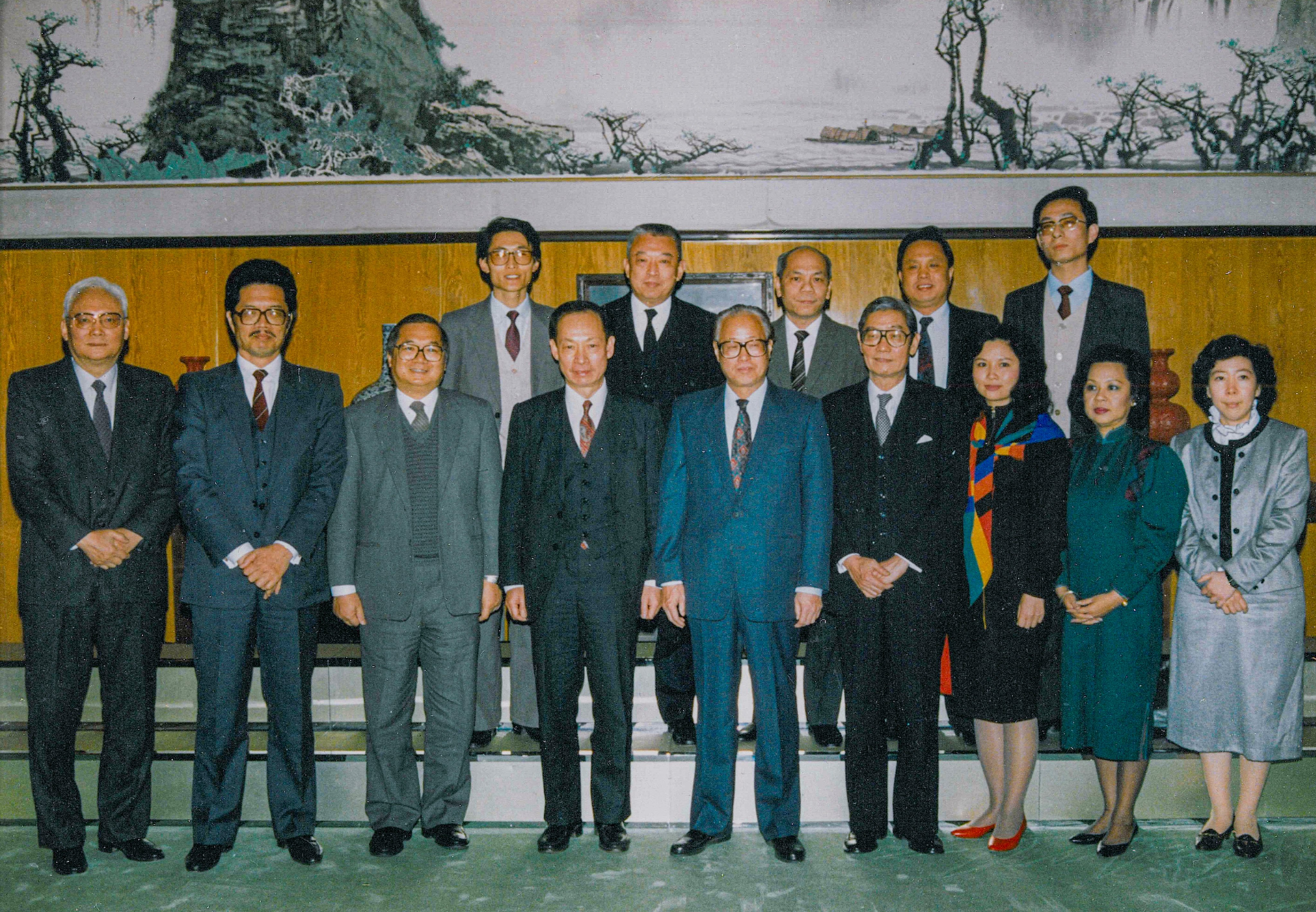 An undated photo shows Zhao Ziyang (front row, centre) with Gordon Wu (front row, third left) and members of a US-Chinese research association. Photo: Handout