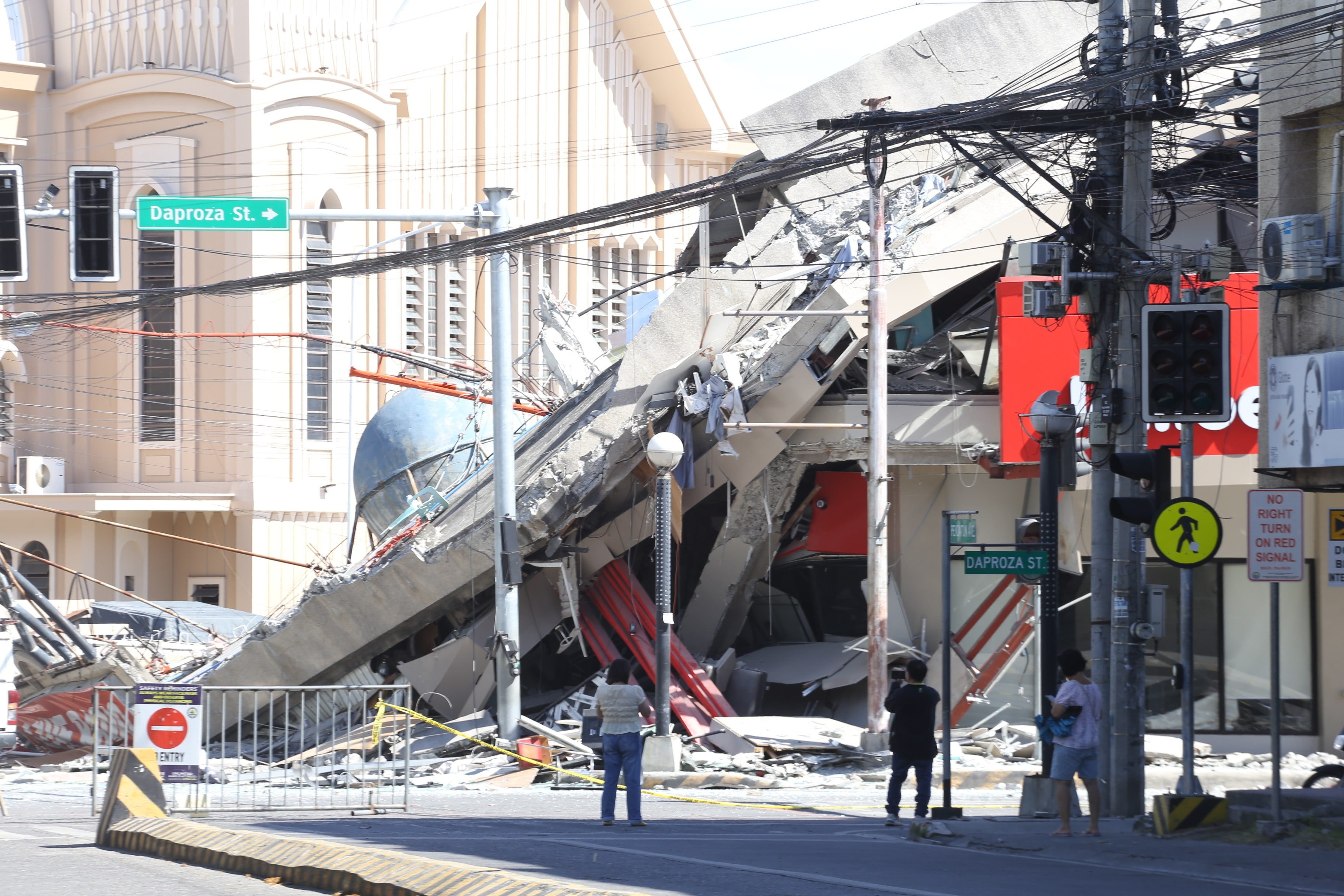 A damaged building is seen in General Santos, the Philippines, after Monday’s earthquake. Photo: AP
