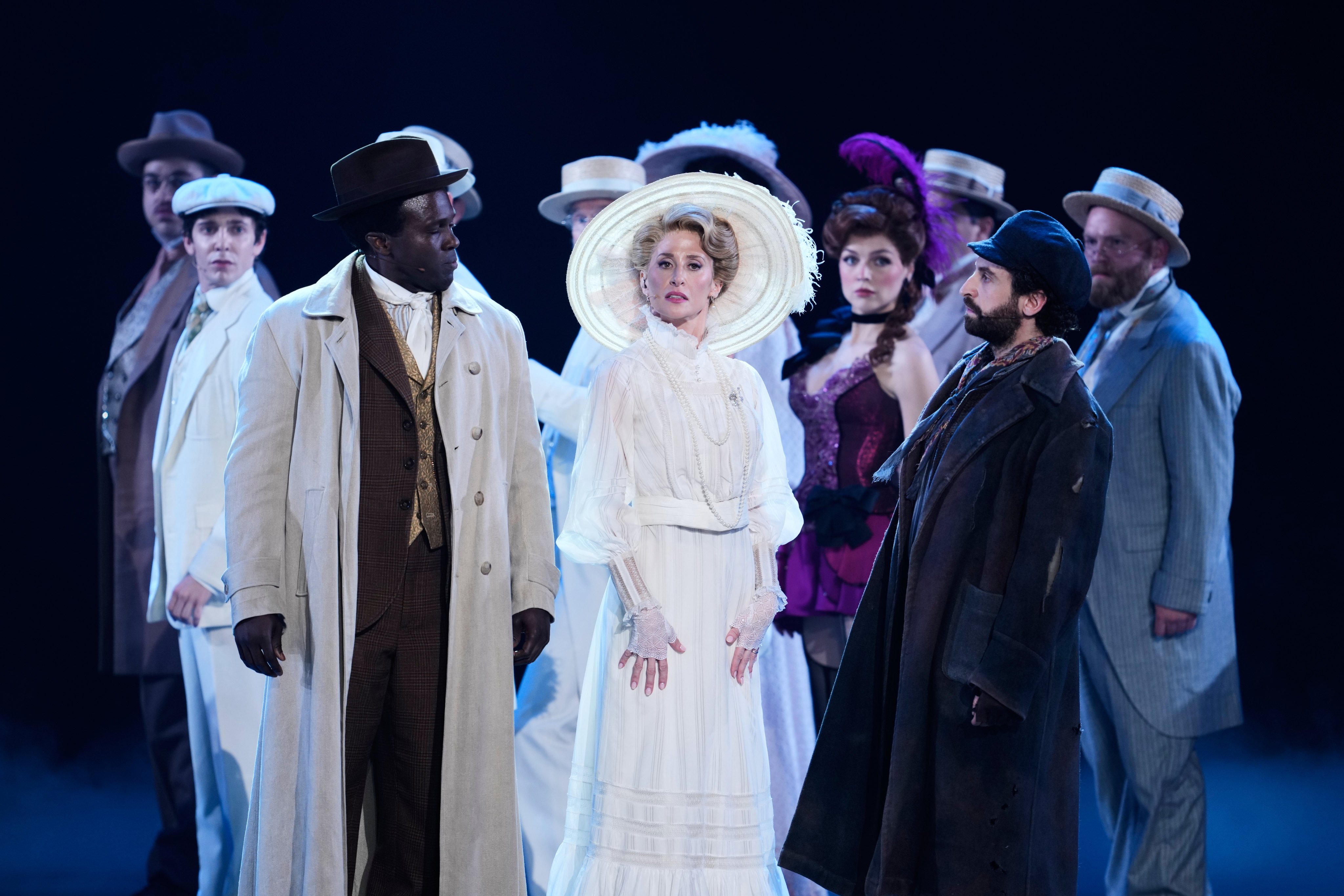 (Front, from left) Joshua Henry, Caissie Levy and Brandon Uranowitz perform Ragtime with other cast members during the 79th Tony Awards on June 7 in New York. The musical, which opened on Broadway in 1998, still resonates deeply today. Photo: AP