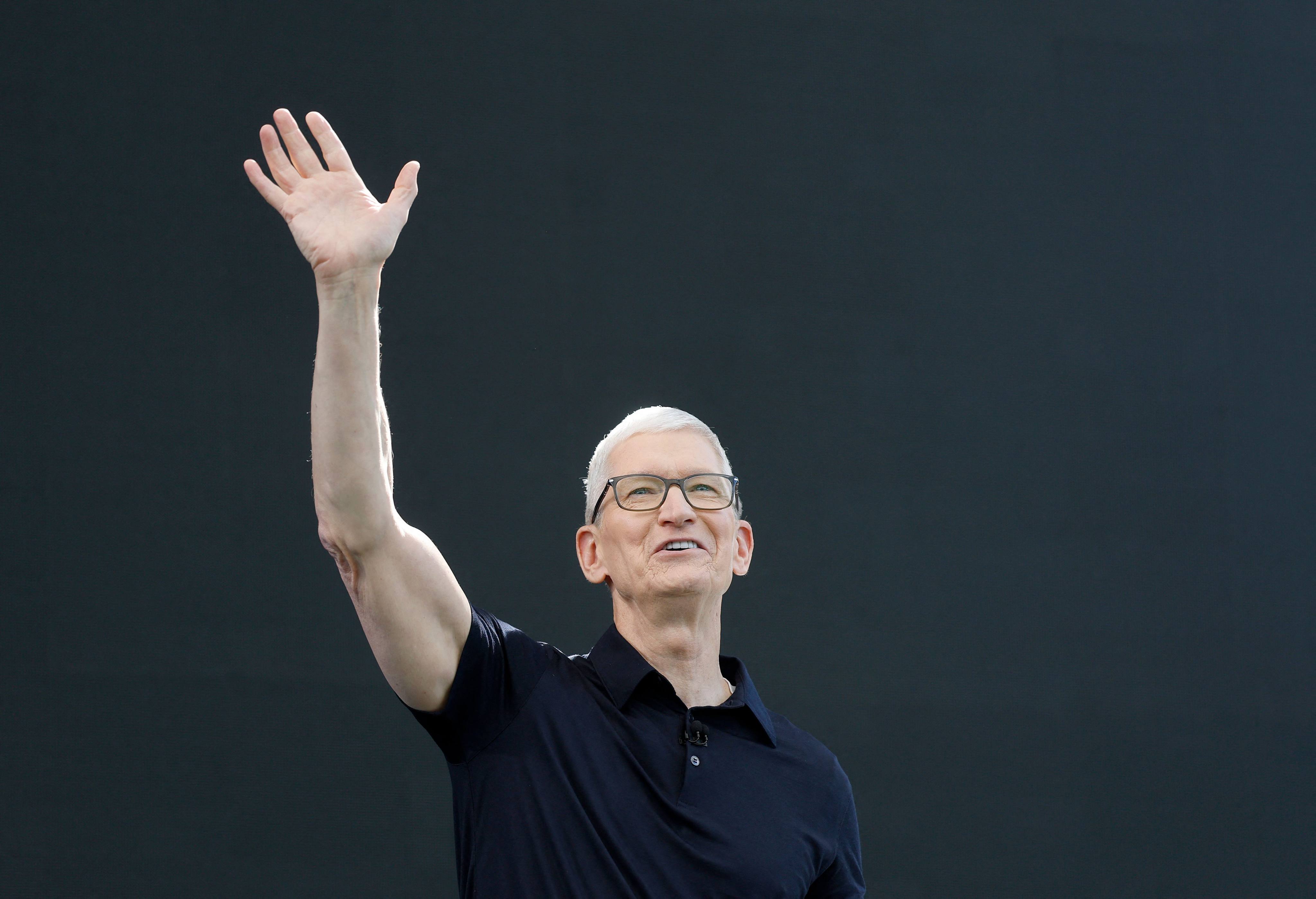 Apple CEO Tim Cook delivers his last keynote address at the Apple Worldwide Developers Conference in Cupertino, California, on Monday. Photo: Getty Images/AFP