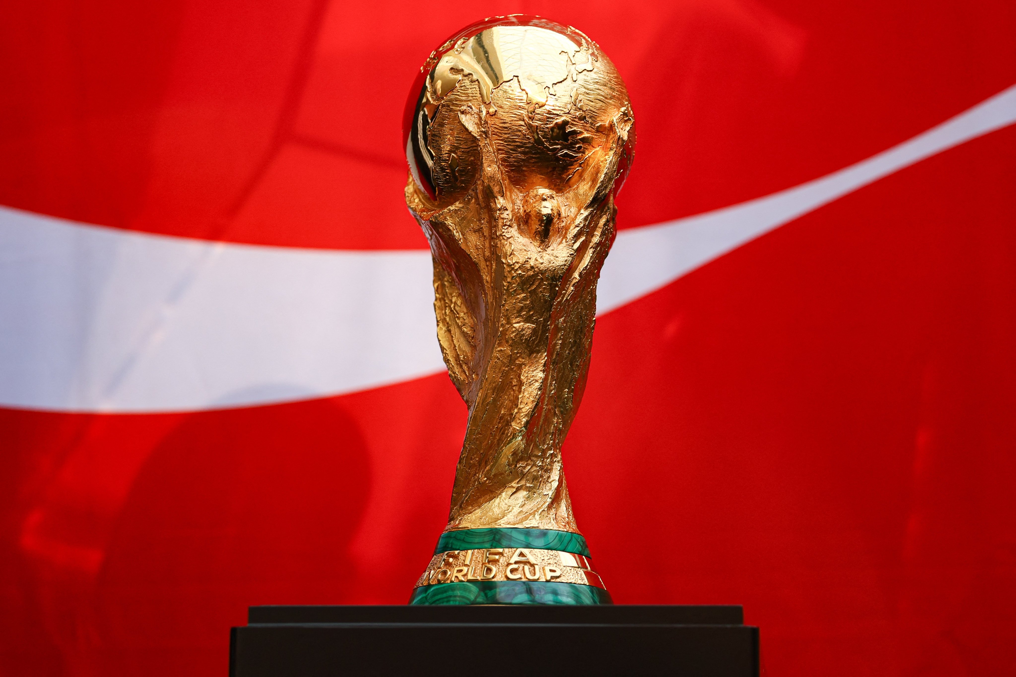 The Fifa World Cup trophy is seen on display in the US state of New Jersey earlier this month. Photo: IMAGN IMAGES via Reuters Connect