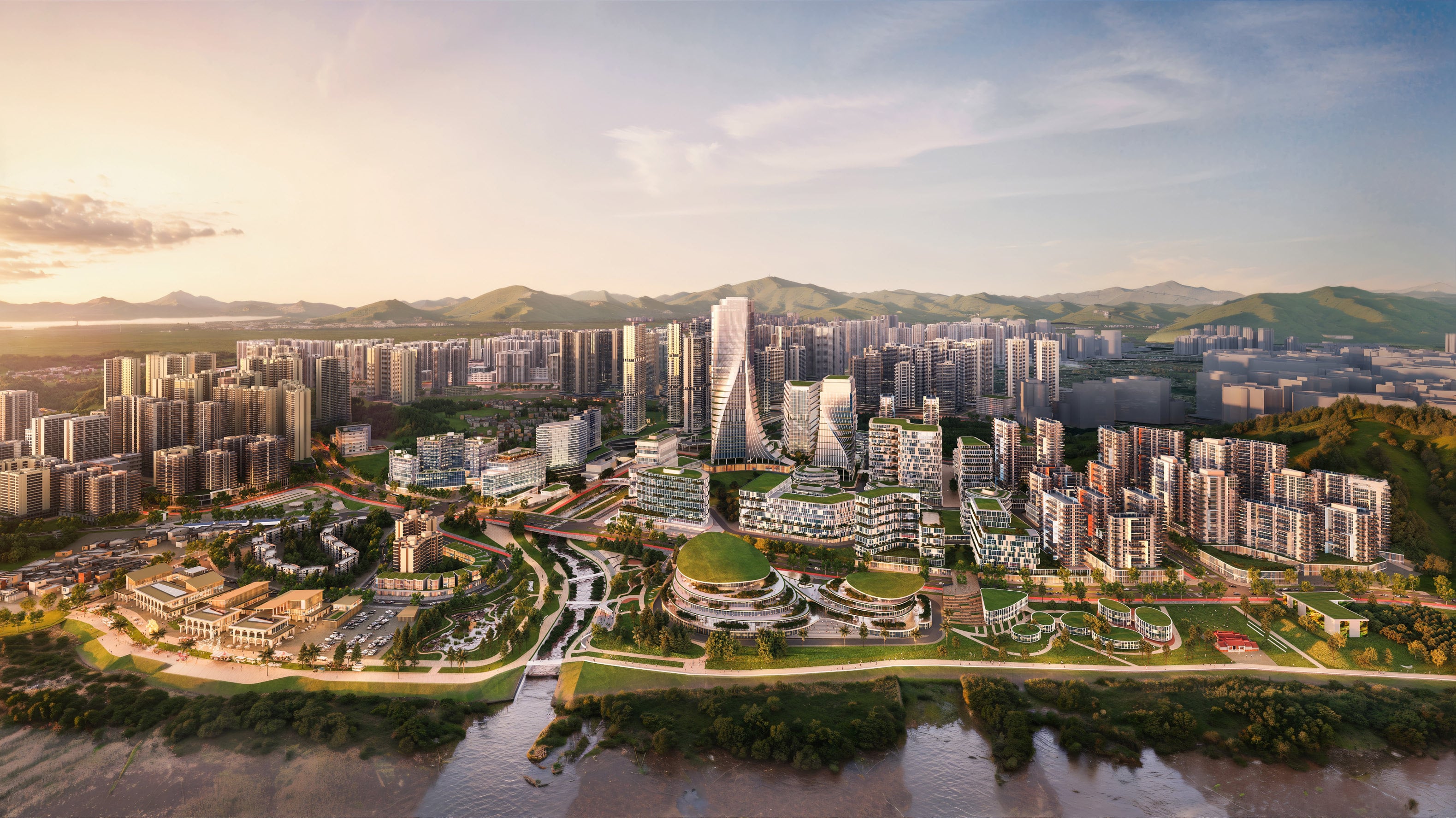 An artist’s illustration of the planned digital technology hub in Lau Fau Shan. Photo: Handout