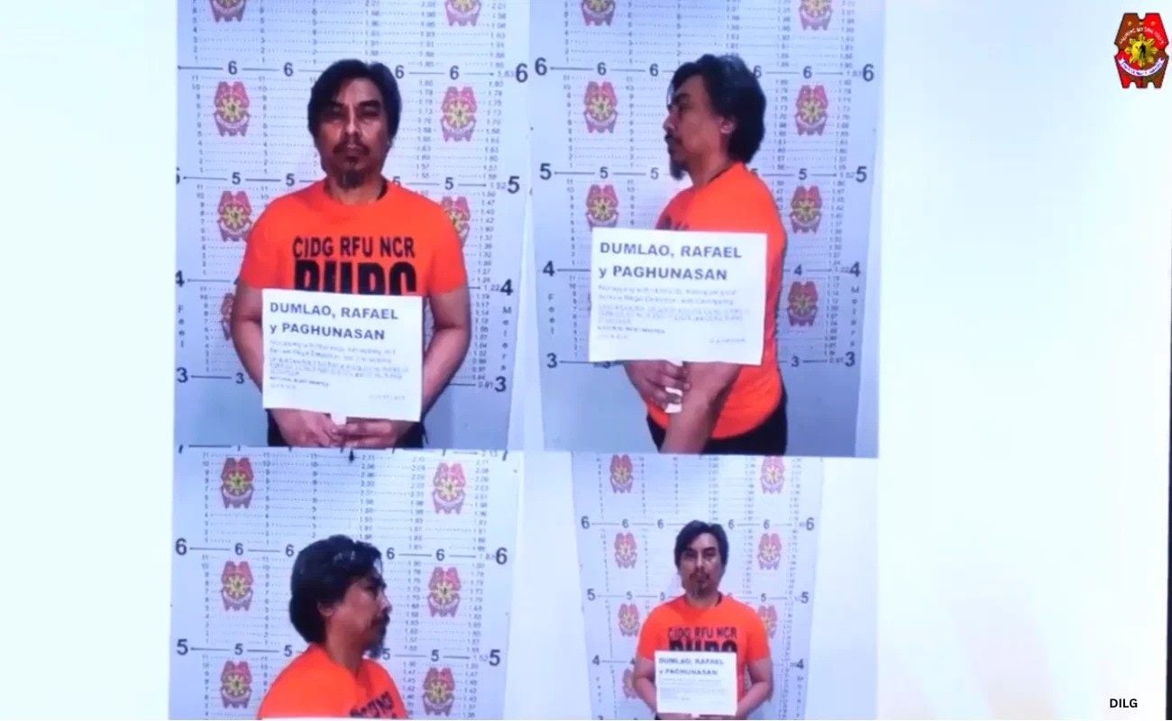 Rafael Dumlao is seen in his booking photos. Photo: Department of the Interior and Local Government
