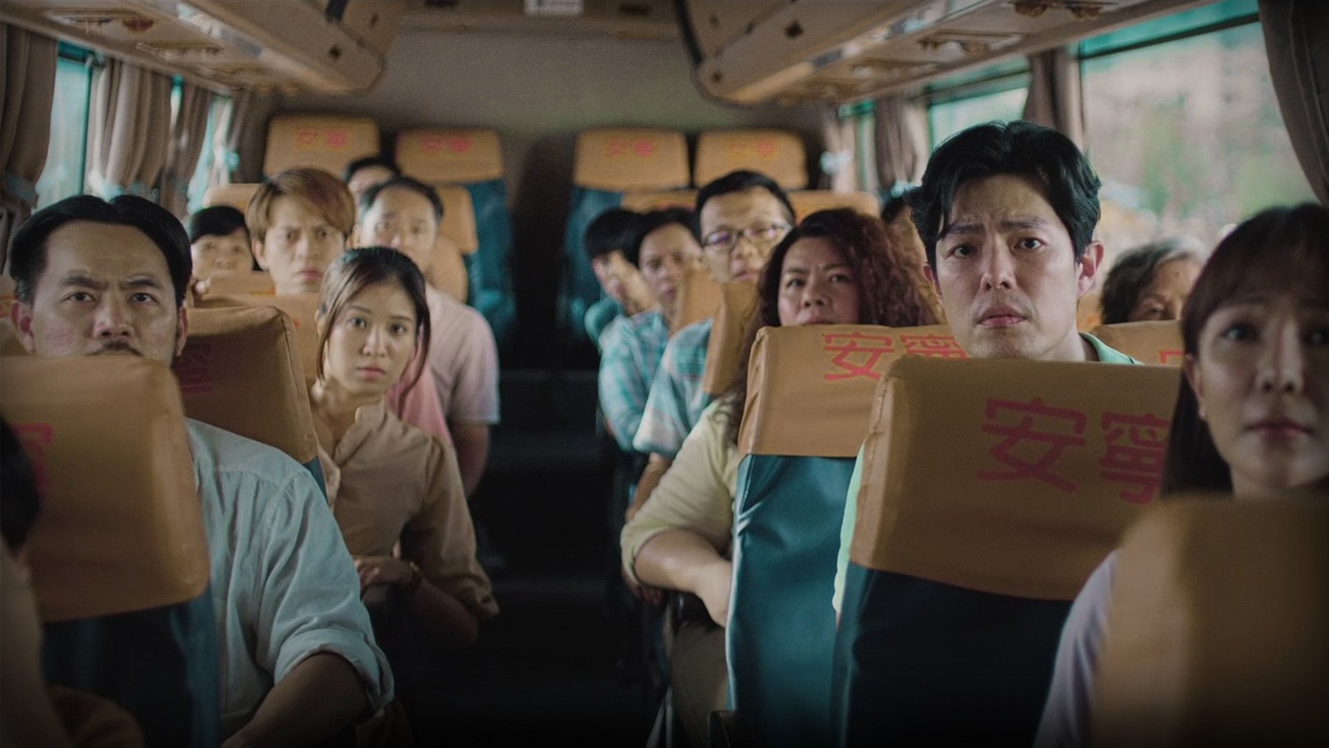 A still from Beyond Hostage Crisis (category IIB, Cantonese, English), directed by Tony Leung Hung and starring Chris Tong (first from right) and Zhang Yaodong (second from right). Sahronizam Noor and Fish Liew co-star.