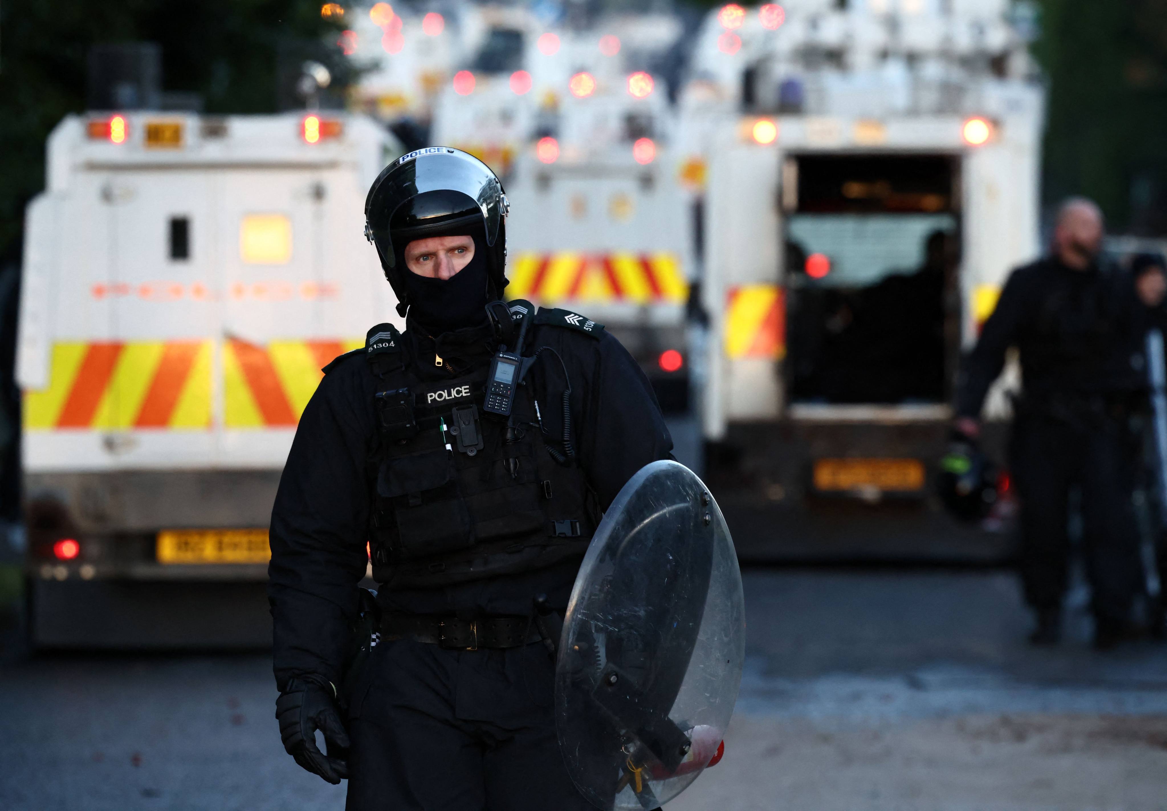 A policeman in full riot gear. Photo: AFP