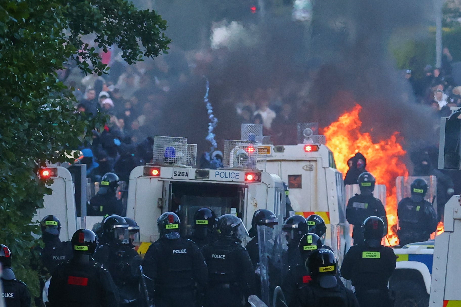Police attempt to disperse protesters on Wednesday. Photo: AP