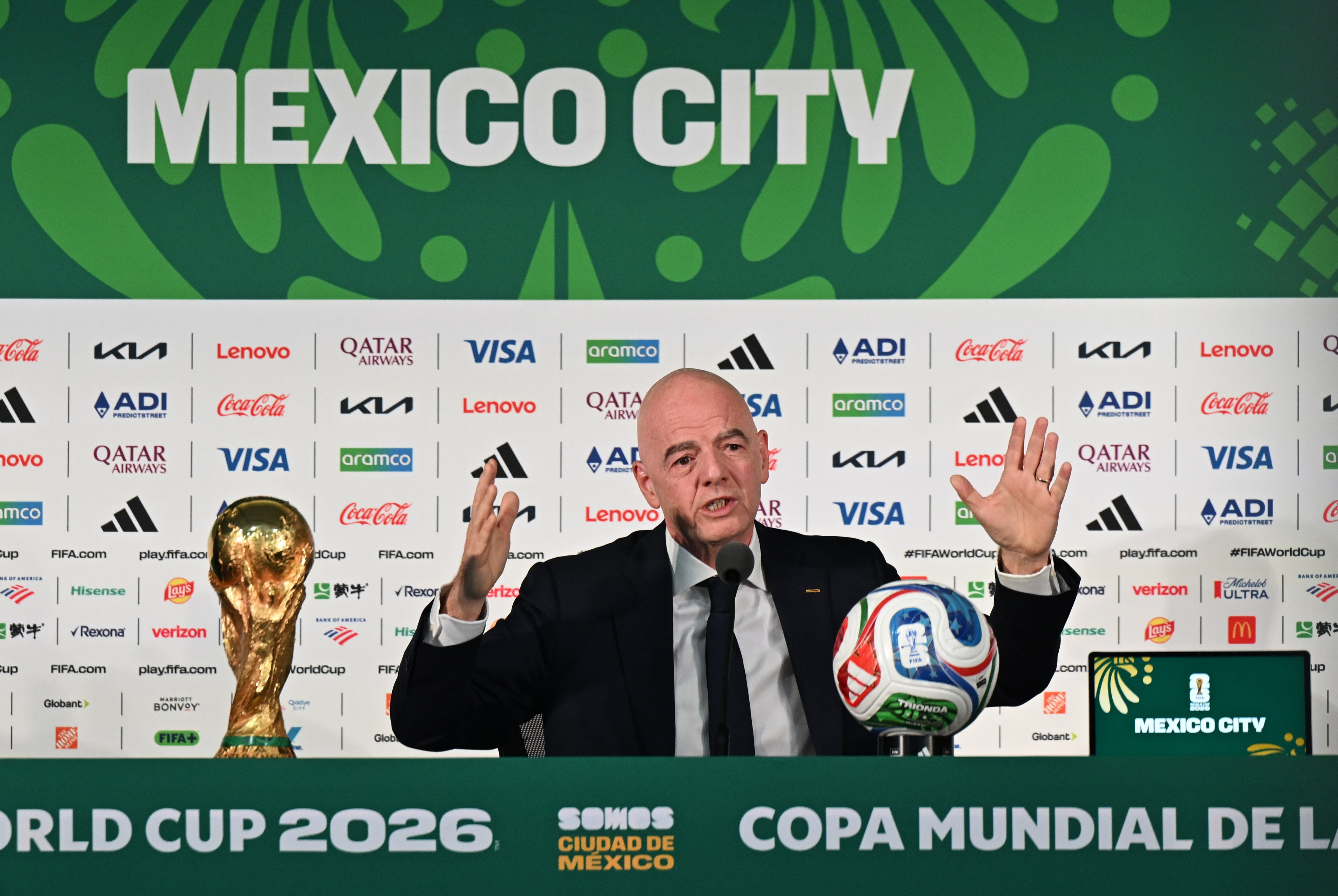 Fifa President Gianni Infantino speaking in Mexico City ahead of the World Cup’s opening game at the Estadio Azteca on Thursday. Photo: Xinhua