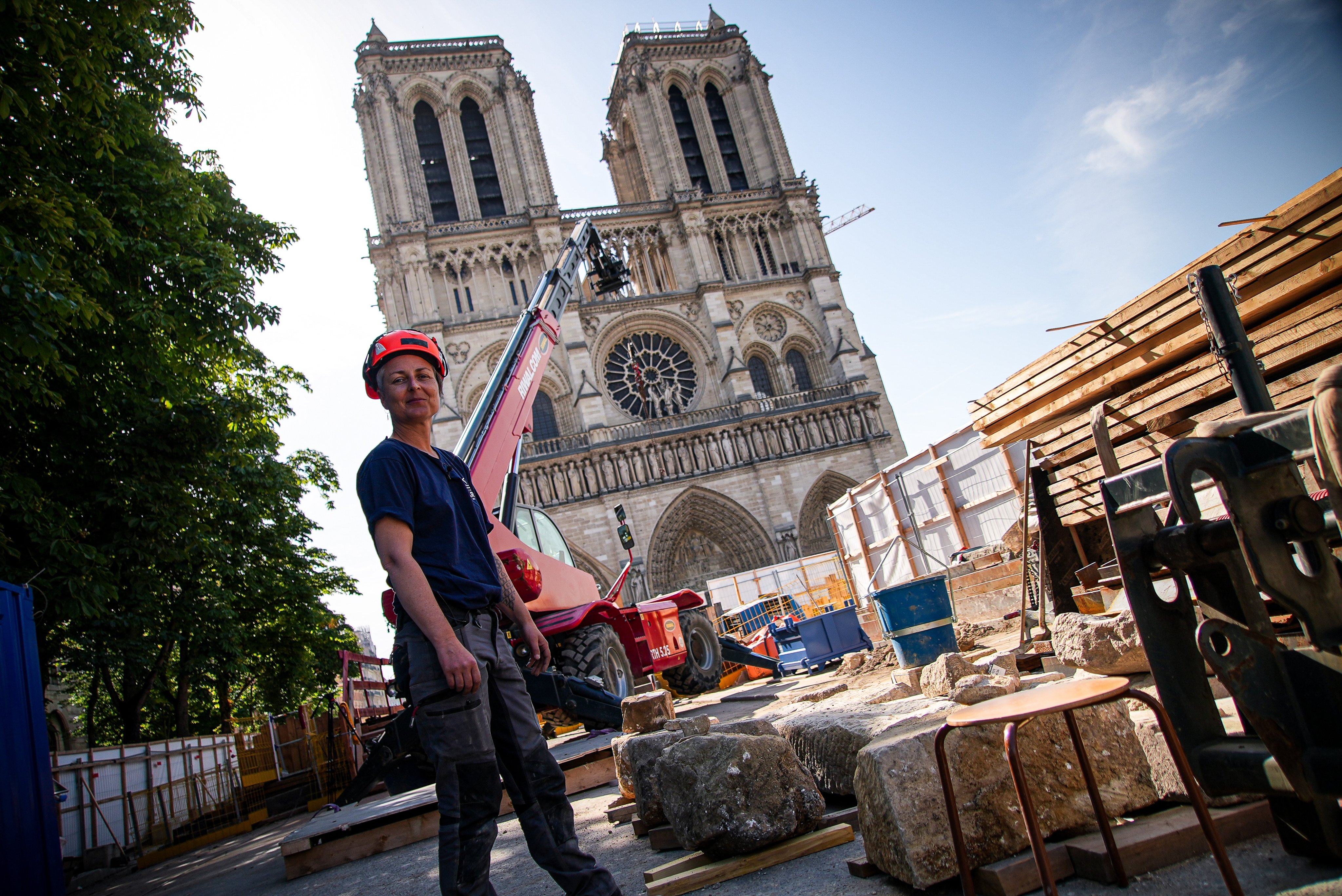 Camille Colonna, the archaeologist leading the dig, stands in front of Notre-Dame Cathedral during excavations in Paris in 2026. Beneath Notre-Dame, archaeologists are uncovering millennia of Parisian history. Photo: AP